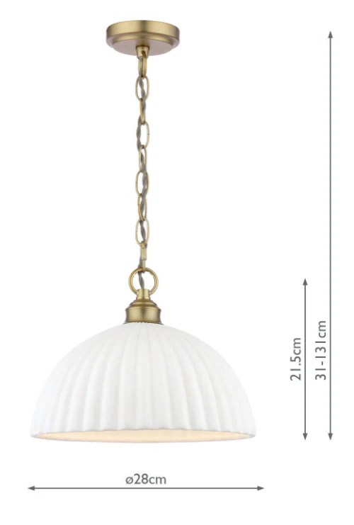 Durford Pendant Matt Antique Brass and White Ceramic - Image 9