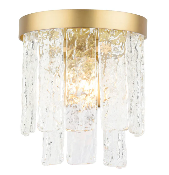 Durnsford Wall Light Matt Antique Brass and Textured Glass