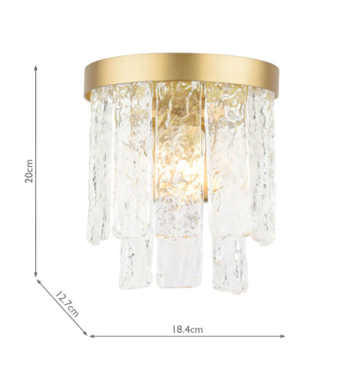 Durnsford Wall Light Matt Antique Brass and Textured Glass - Image 3