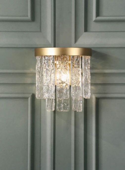 Durnsford Wall Light Matt Antique Brass and Textured Glass - Image 4
