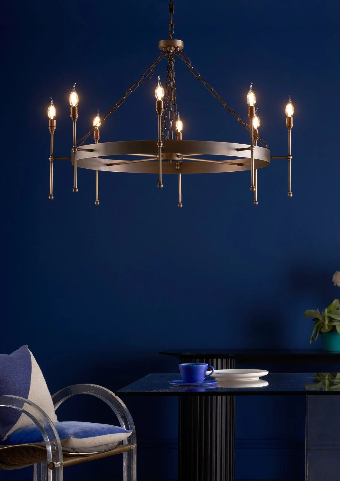 Durrell 8 Light Armed Pendant Antique Brass Fitting Only - Image 2