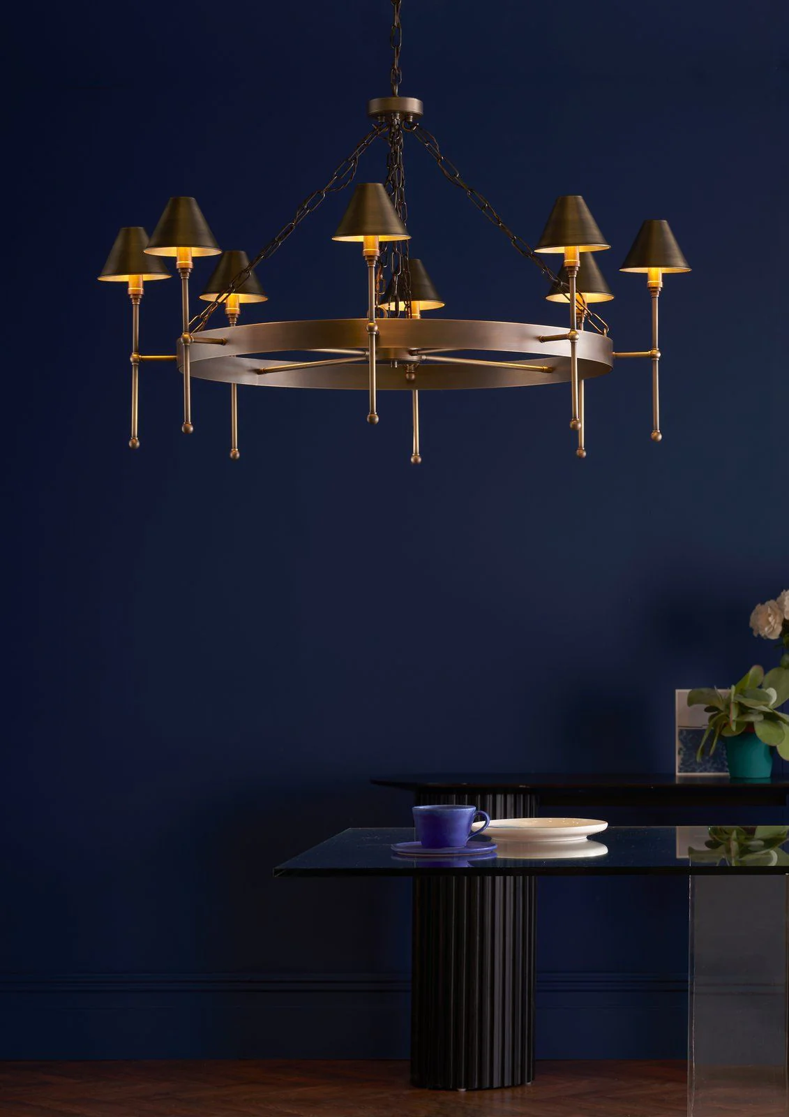 Durrell 8 Light Armed Pendant Antique Brass Fitting Only - Image 3
