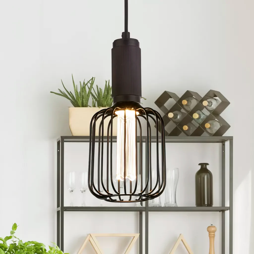E27 LED Drum Lamp- Black/ Gold Finishes - Image 12