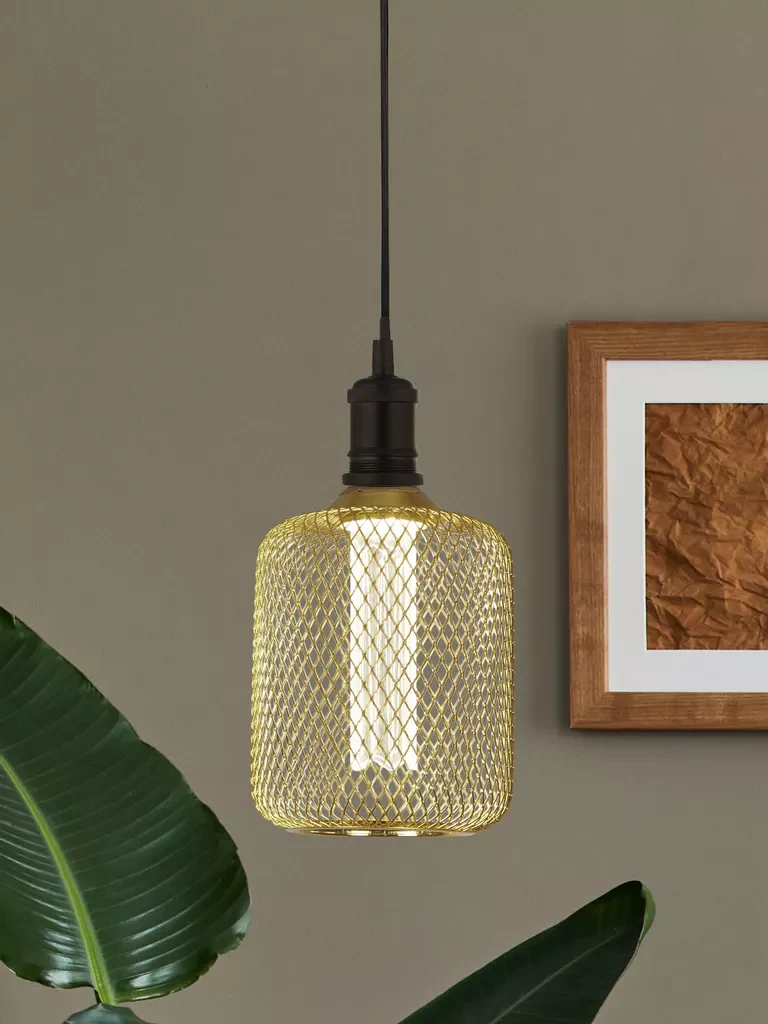 E27 LED Drum Mesh Lamp- Black/ Gold Finishes - Image 11