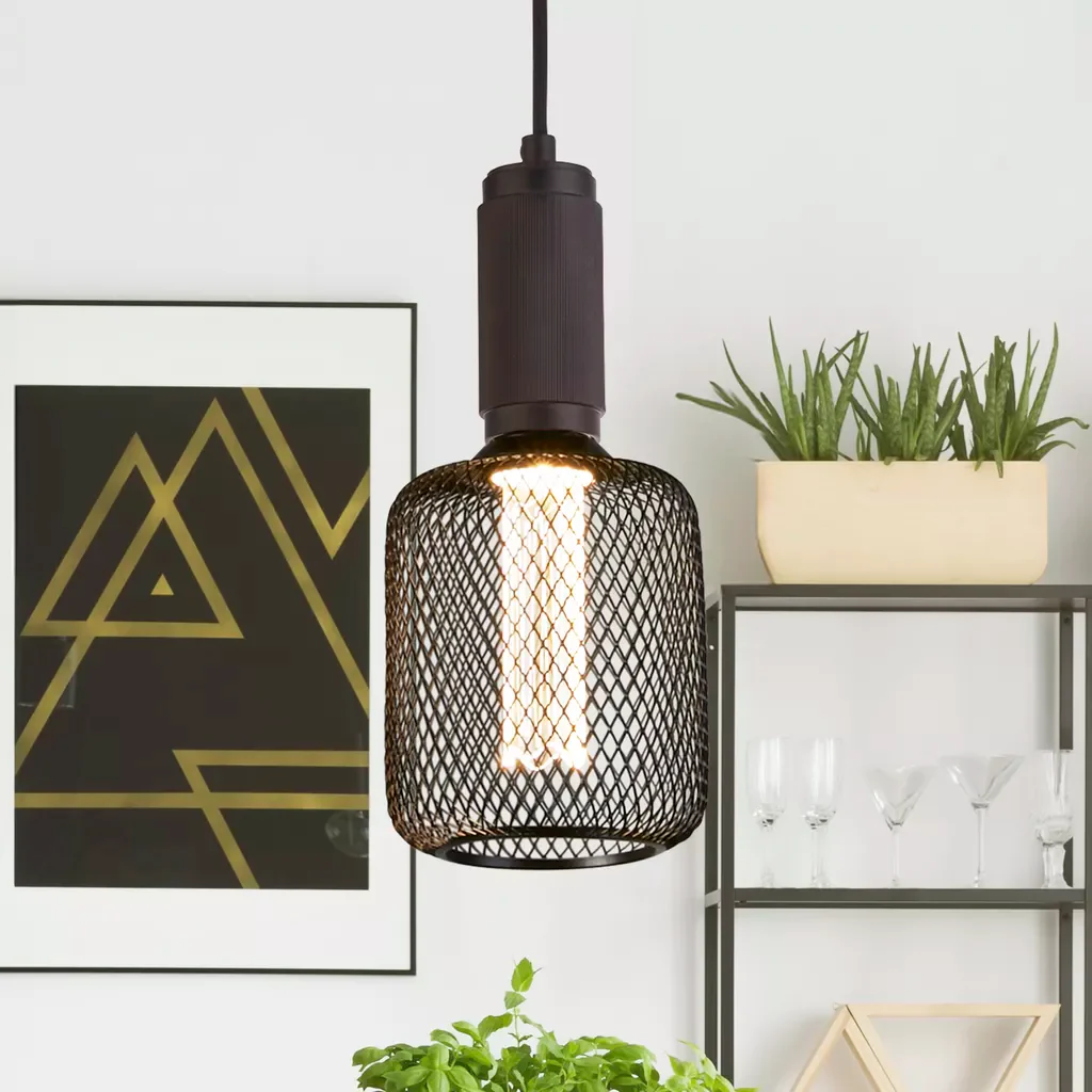 E27 LED Drum Mesh Lamp- Black/ Gold Finishes - Image 12