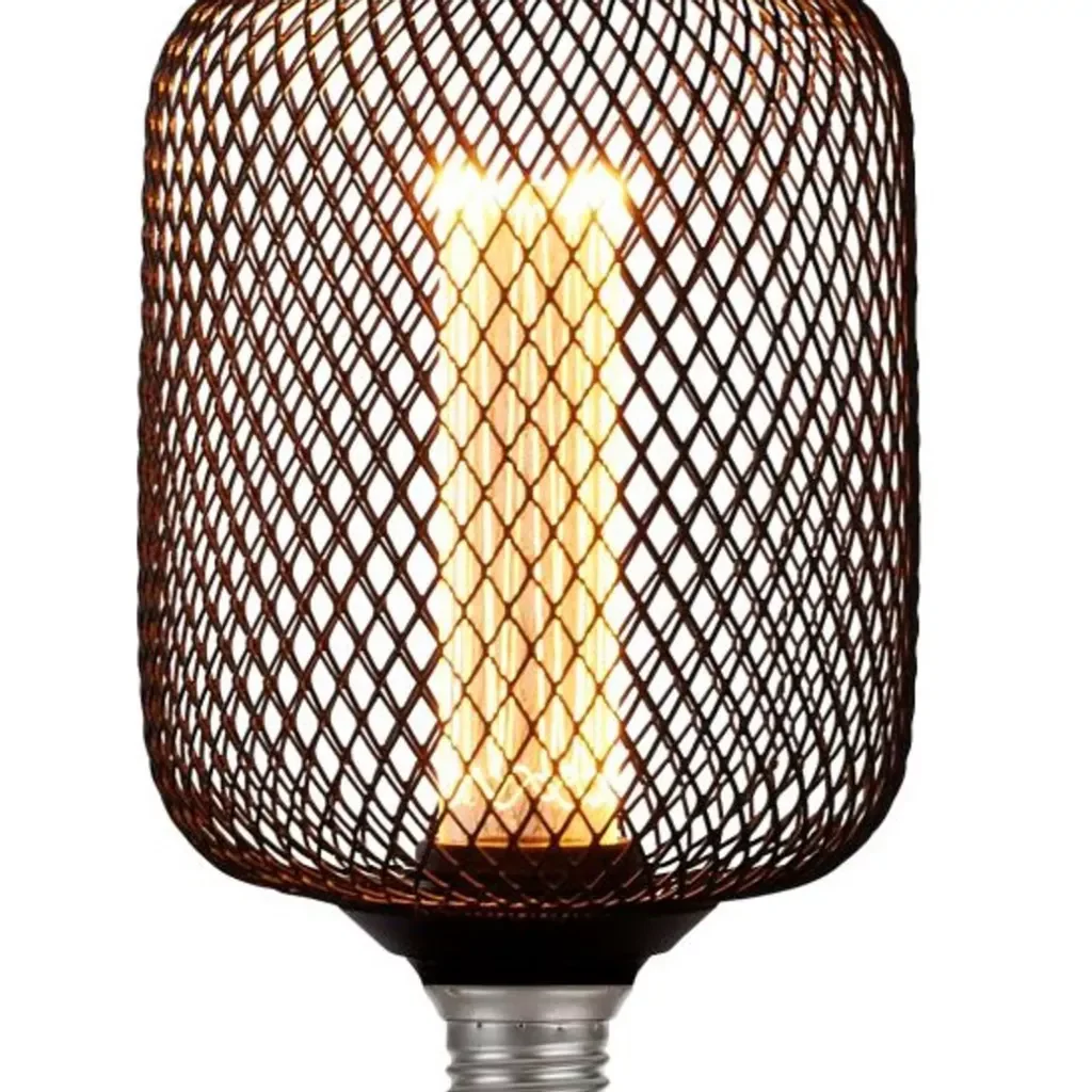 E27 LED Drum Mesh Lamp- Black/ Gold Finishes - Image 3