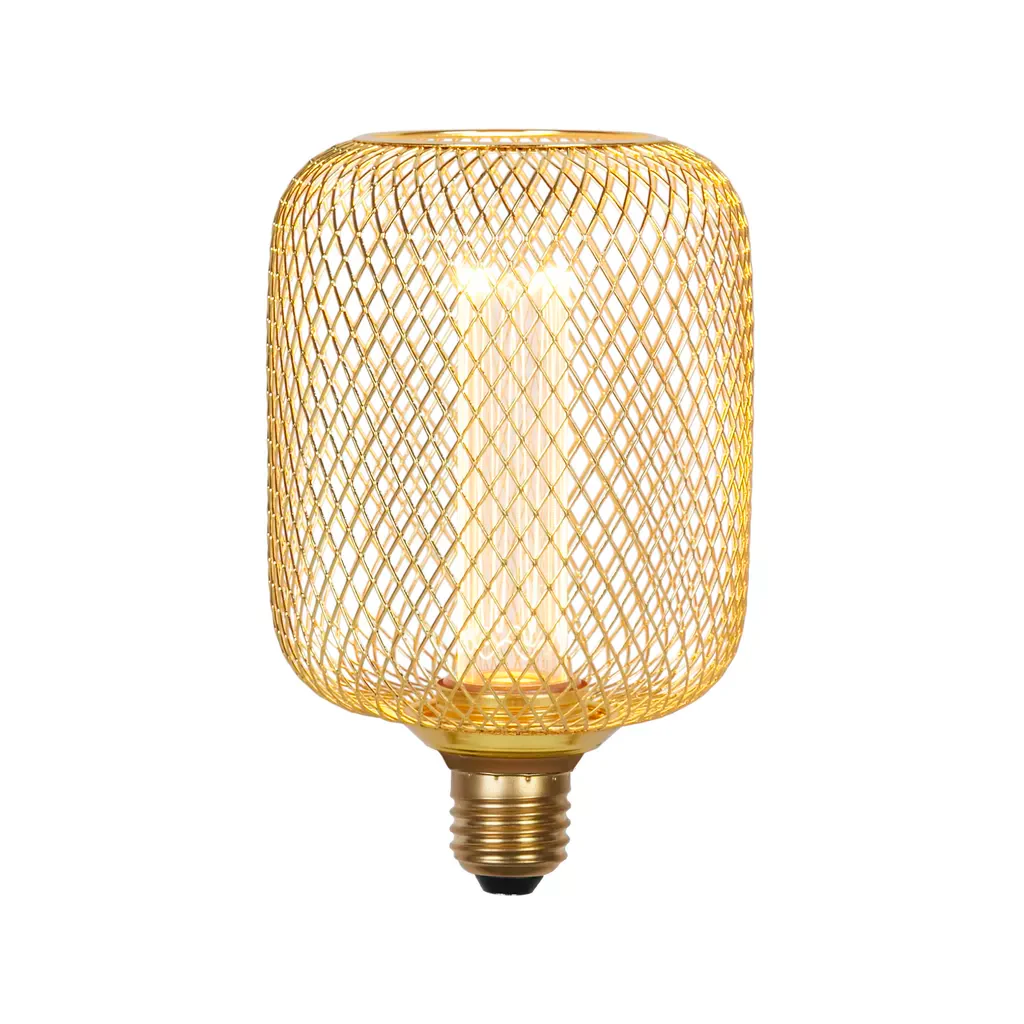 E27 LED Drum Mesh Lamp- Black/ Gold Finishes - Image 6
