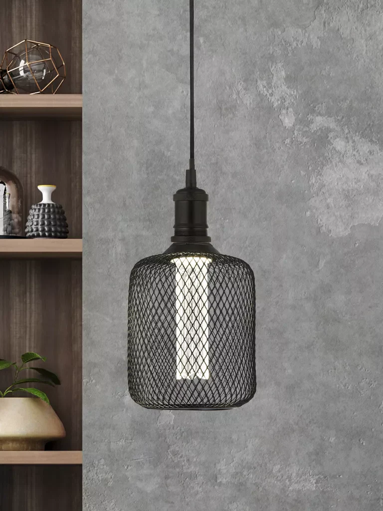 E27 LED Drum Mesh Lamp- Black/ Gold Finishes - Image 8