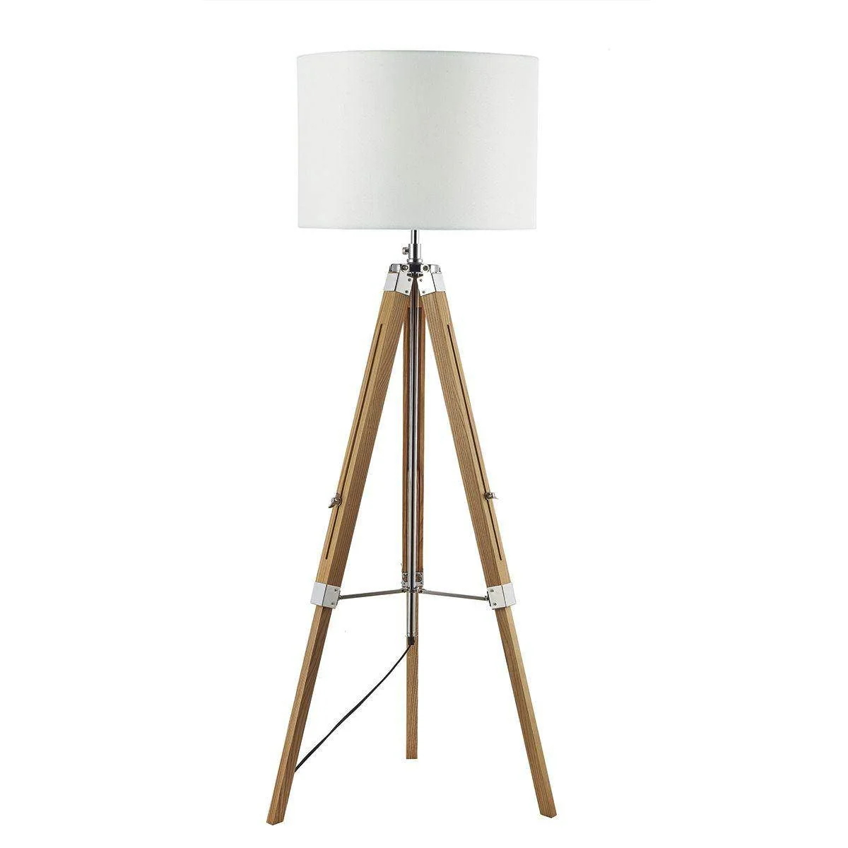 Easel Tripod Floor Lamp, Light Wood, Polished Chrome - Base Only - Image 2