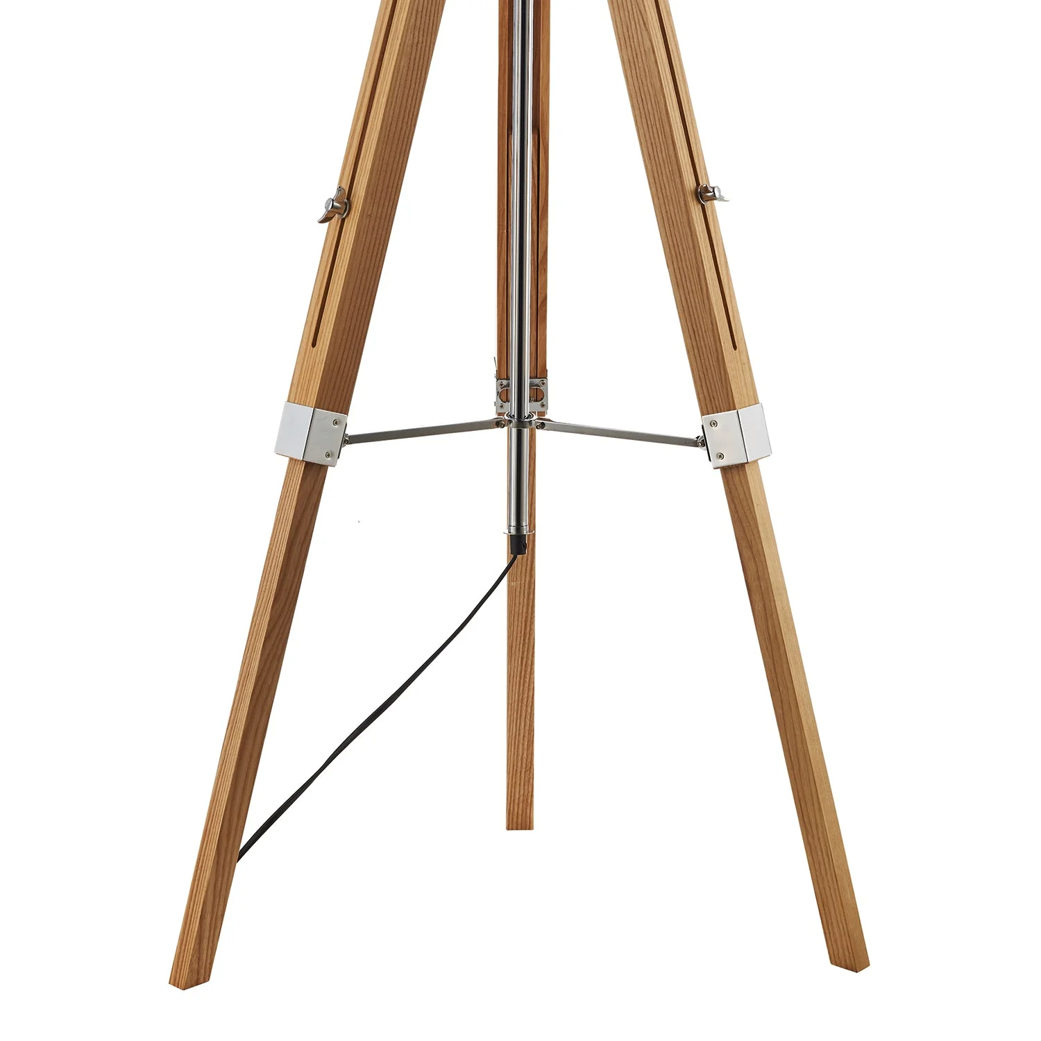 Easel Tripod Floor Lamp, Light Wood, Polished Chrome - Base Only - Image 4