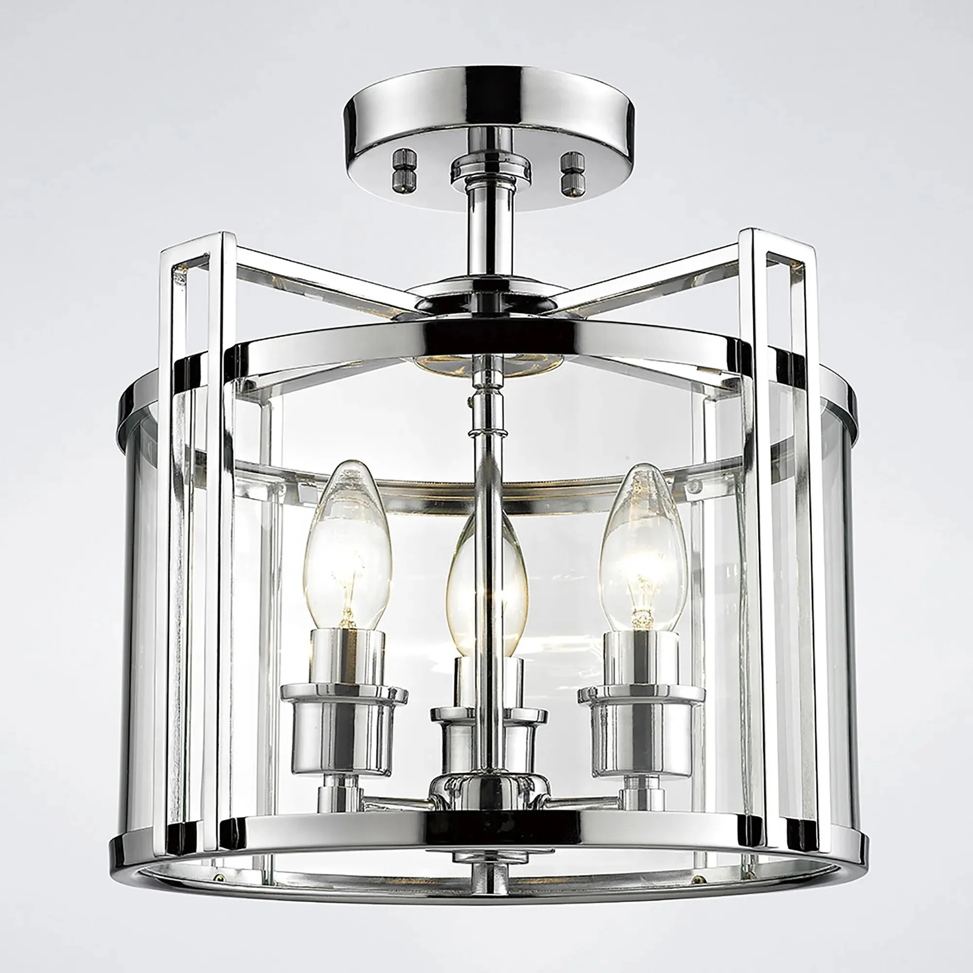 Eaton Semi Flush 3/4 Light- Polished Chrome & Antique Brass - Image 2