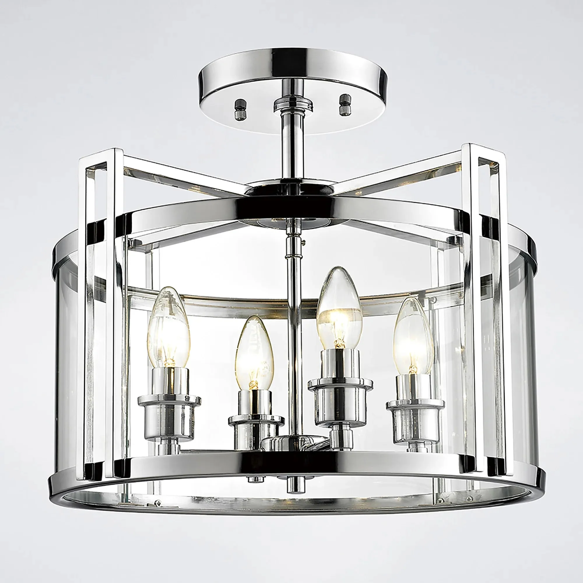 Eaton Semi Flush 3/4 Light- Polished Chrome & Antique Brass - Image 3