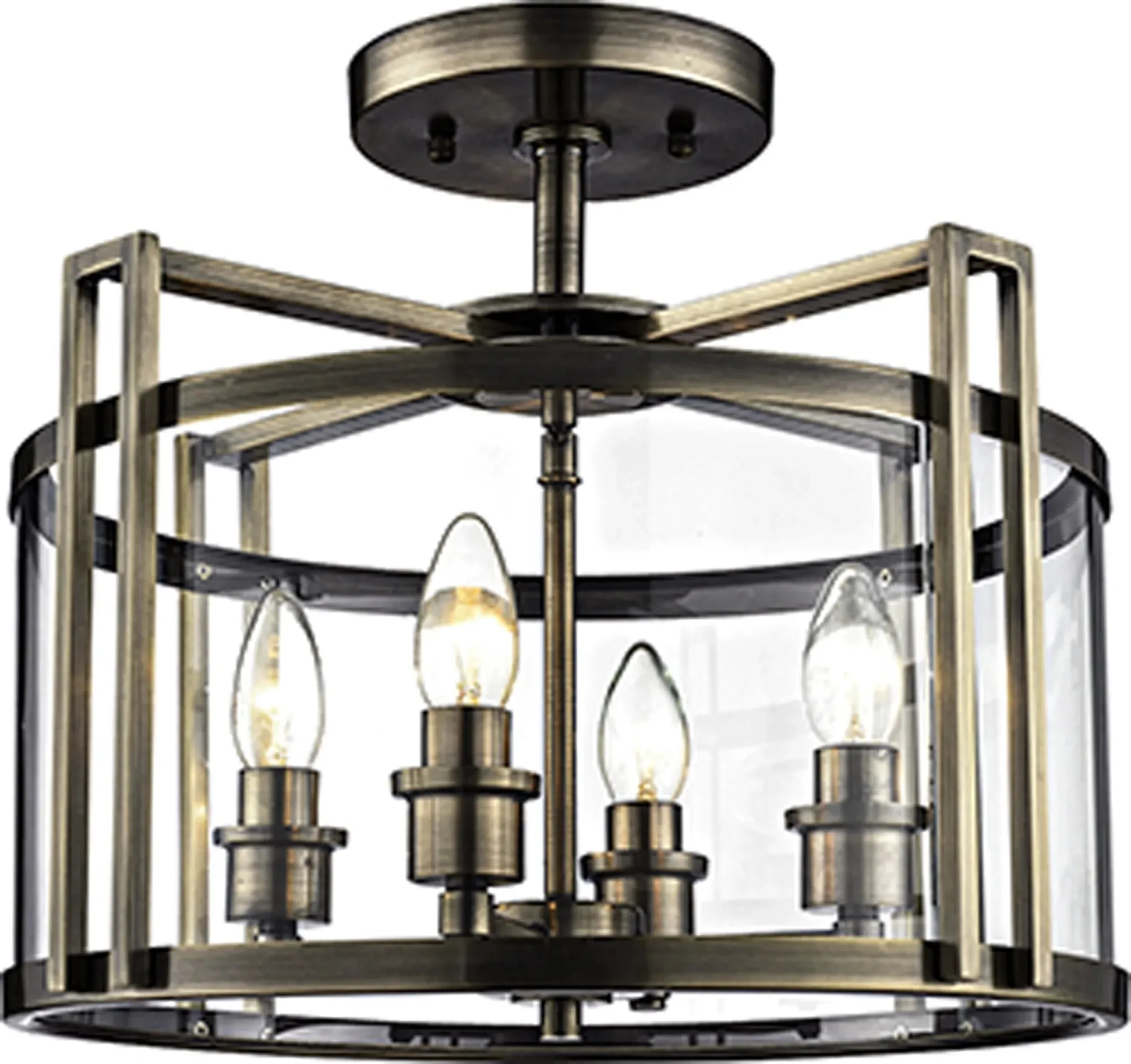 Eaton Semi Flush 3/4 Light- Polished Chrome & Antique Brass - Image 4