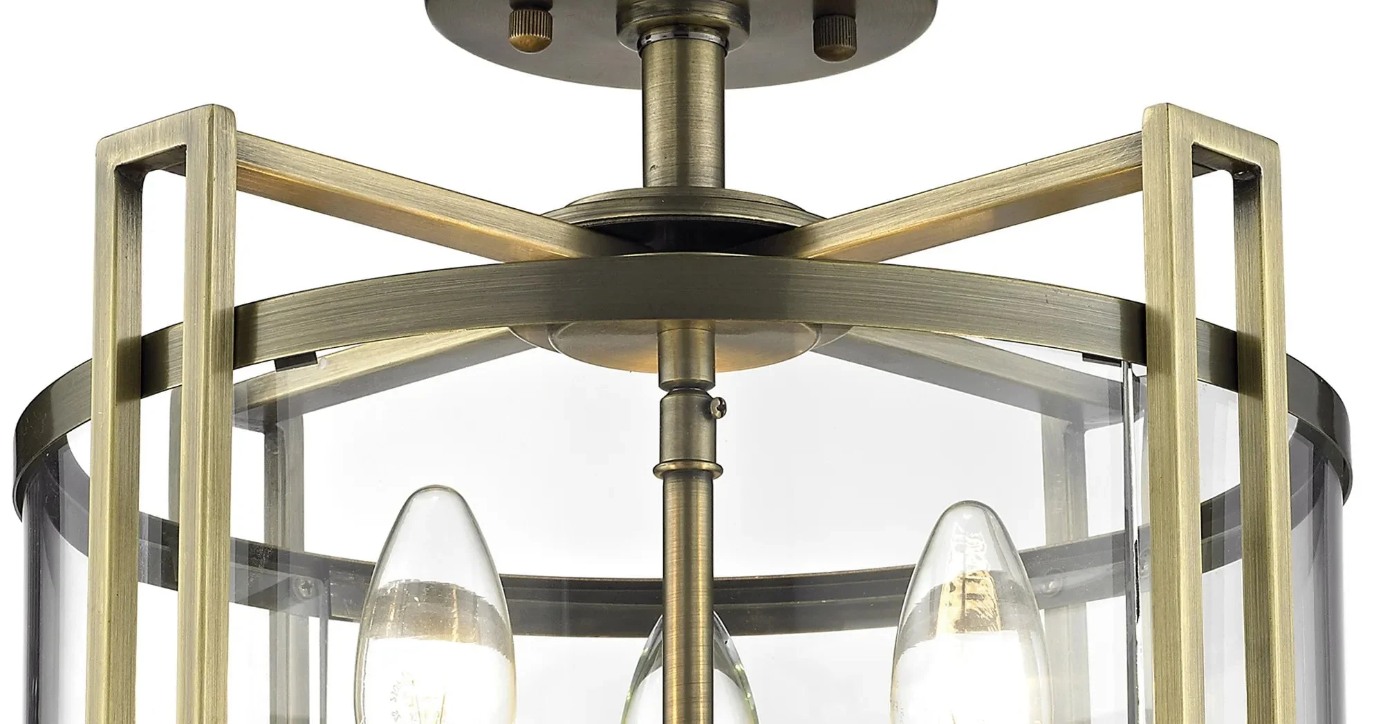 Eaton Semi Flush 3/4 Light- Polished Chrome & Antique Brass - Image 5