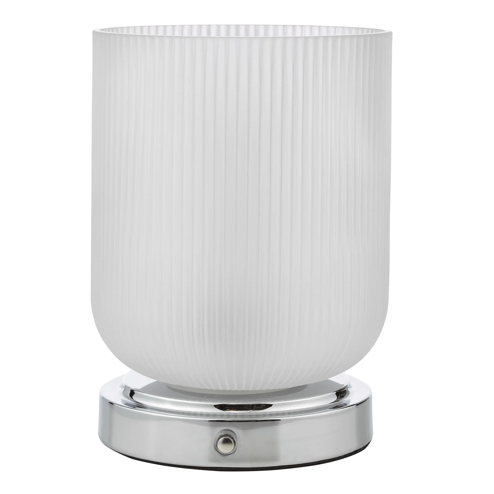 Echo Rechargeable Table Lamp Polished Chrome and Ribbed Glass Integrated LED - Image 2