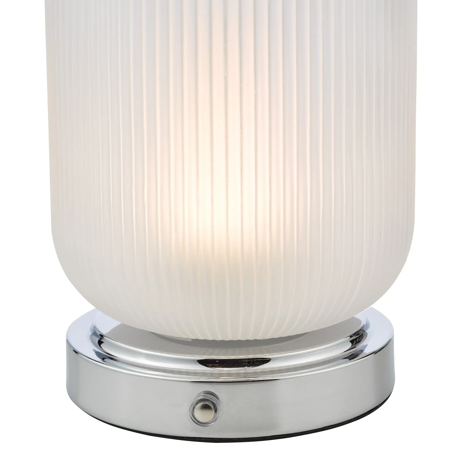 Echo Rechargeable Table Lamp Polished Chrome and Ribbed Glass Integrated LED - Image 4