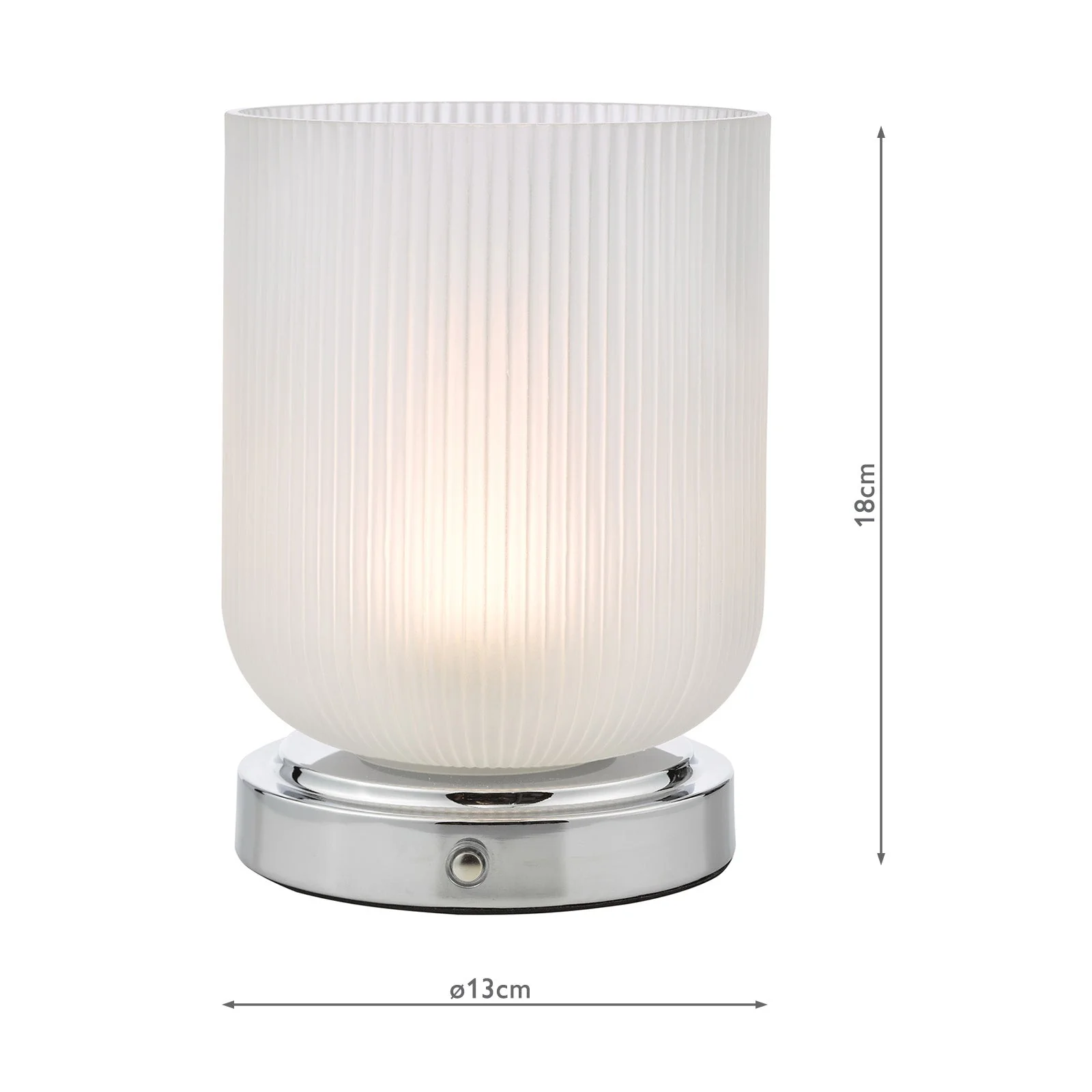 Echo Rechargeable Table Lamp Polished Chrome and Ribbed Glass Integrated LED - Image 8