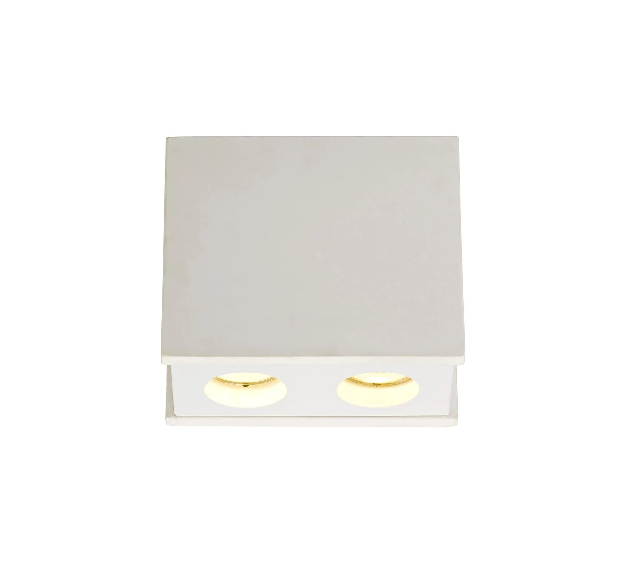 Eclectic 2 Light Rectangular Ceiling GU10, White Paintable Gypsum With Matt Black Cover/ Matt White Cover/Polished Chrome Cover - Image 2