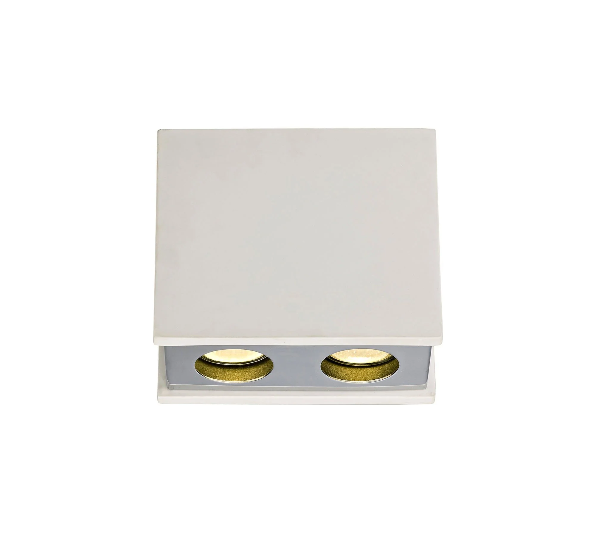 Eclectic 2 Light Rectangular Ceiling GU10, White Paintable Gypsum With Matt Black Cover/ Matt White Cover/Polished Chrome Cover - Image 3
