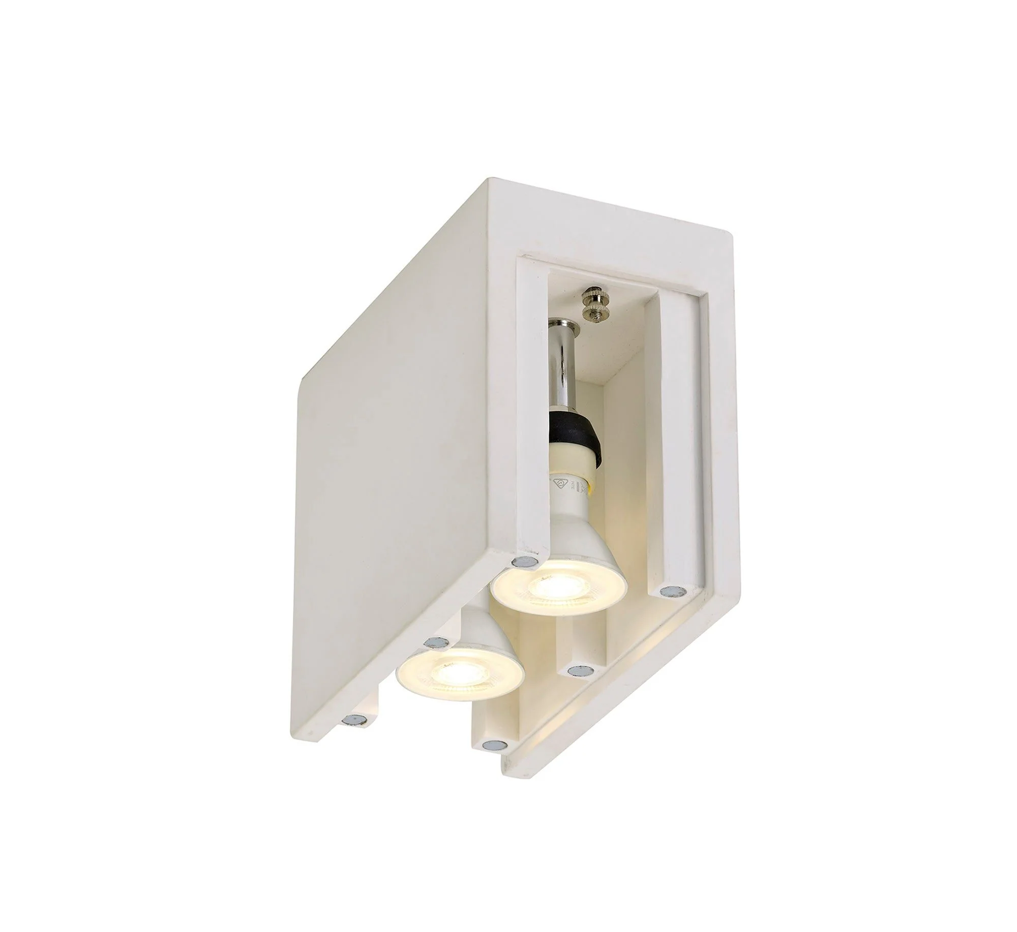 Eclectic 2 Light Rectangular Ceiling GU10, White Paintable Gypsum With Matt Black Cover/ Matt White Cover/Polished Chrome Cover - Image 6