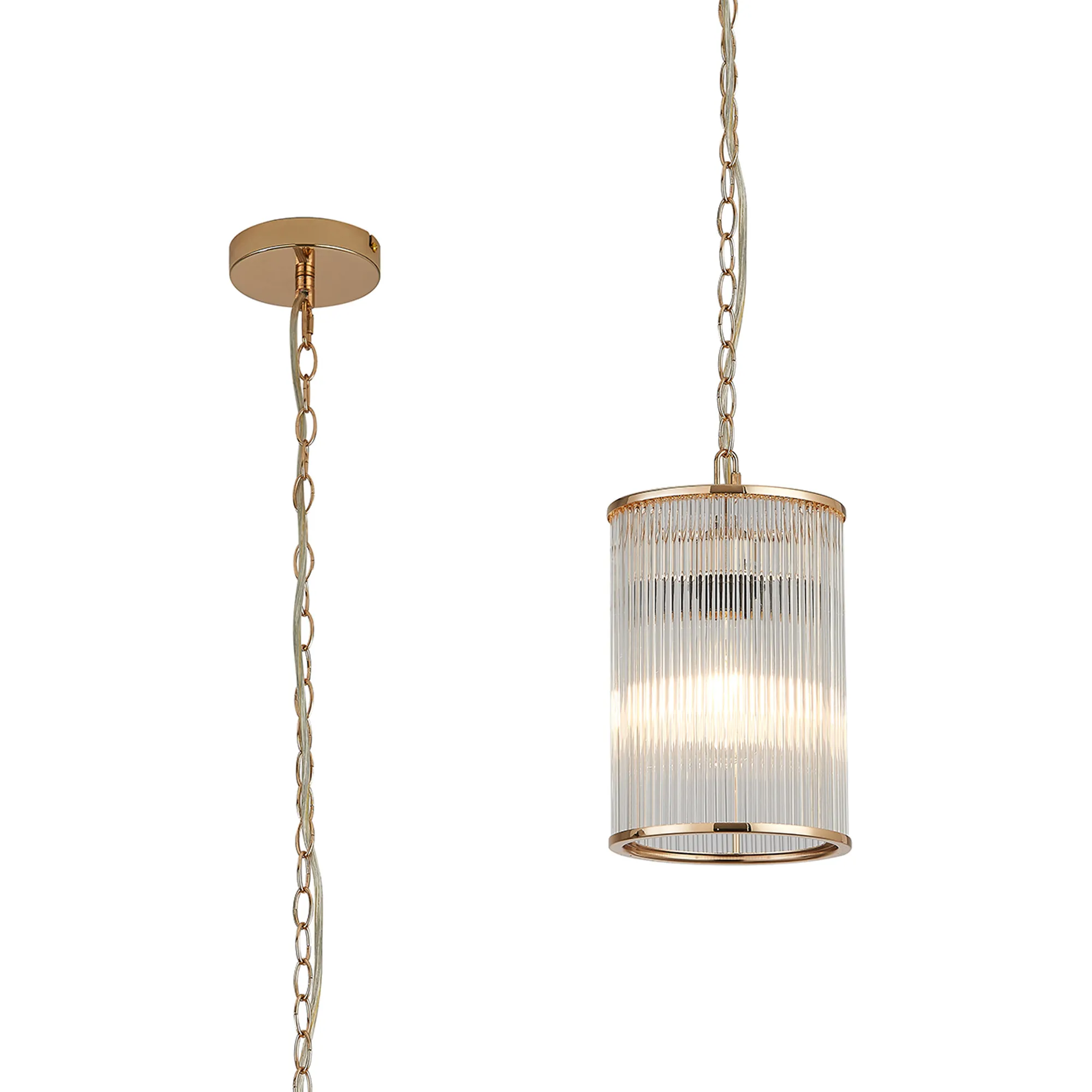 Eden Chain Single Pendant With Glass Rod Shade, 1 x E27- Various Finishes - Image 10