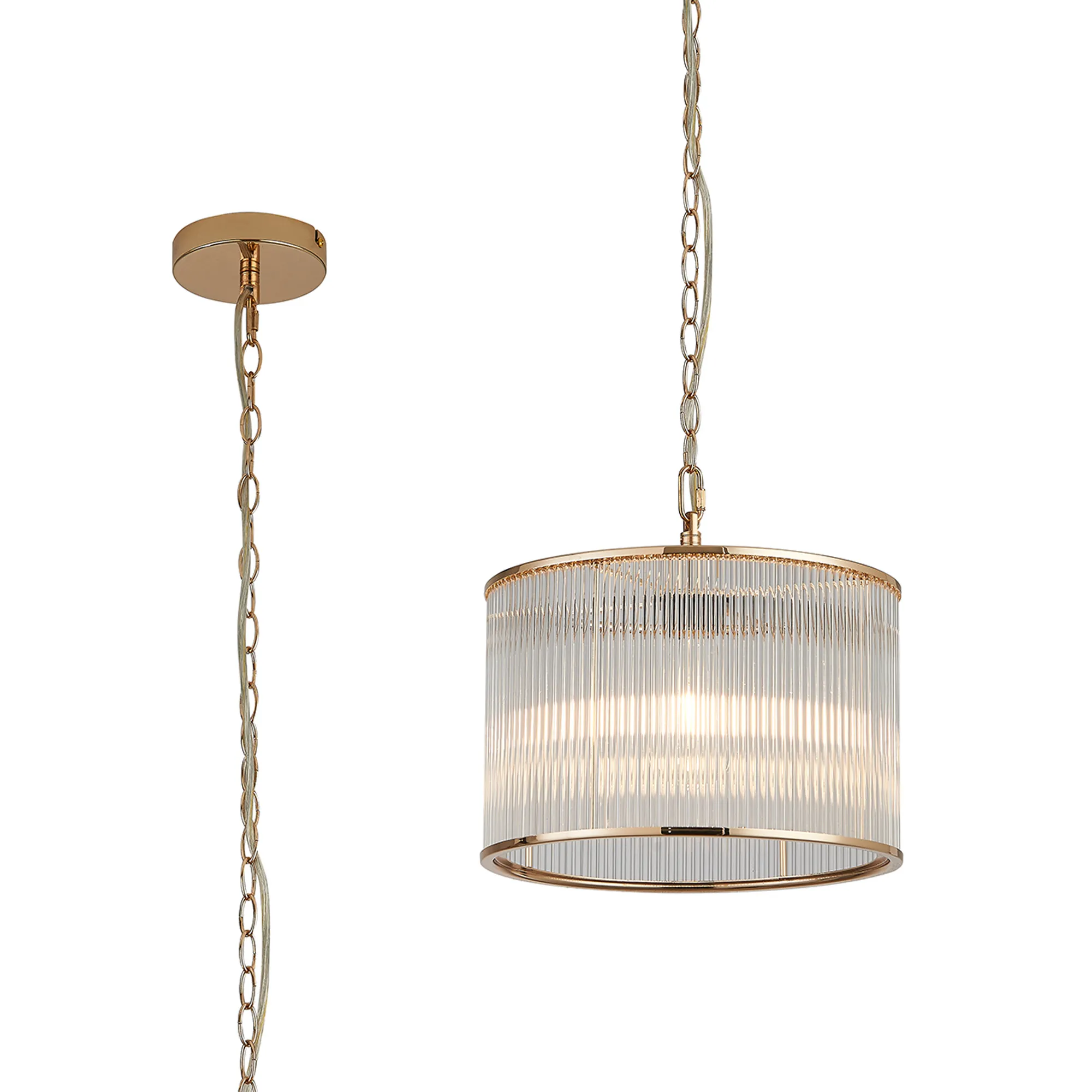 Eden Chain Single Pendant With Glass Rod Shade, 1 x E27- Various Finishes - Image 12