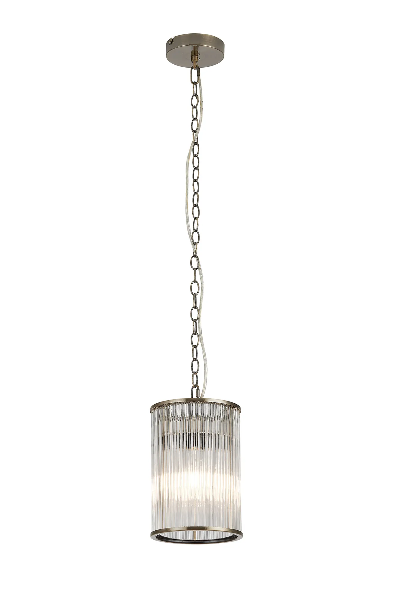 Eden Chain Single Pendant With Glass Rod Shade, 1 x E27- Various Finishes - Image 13