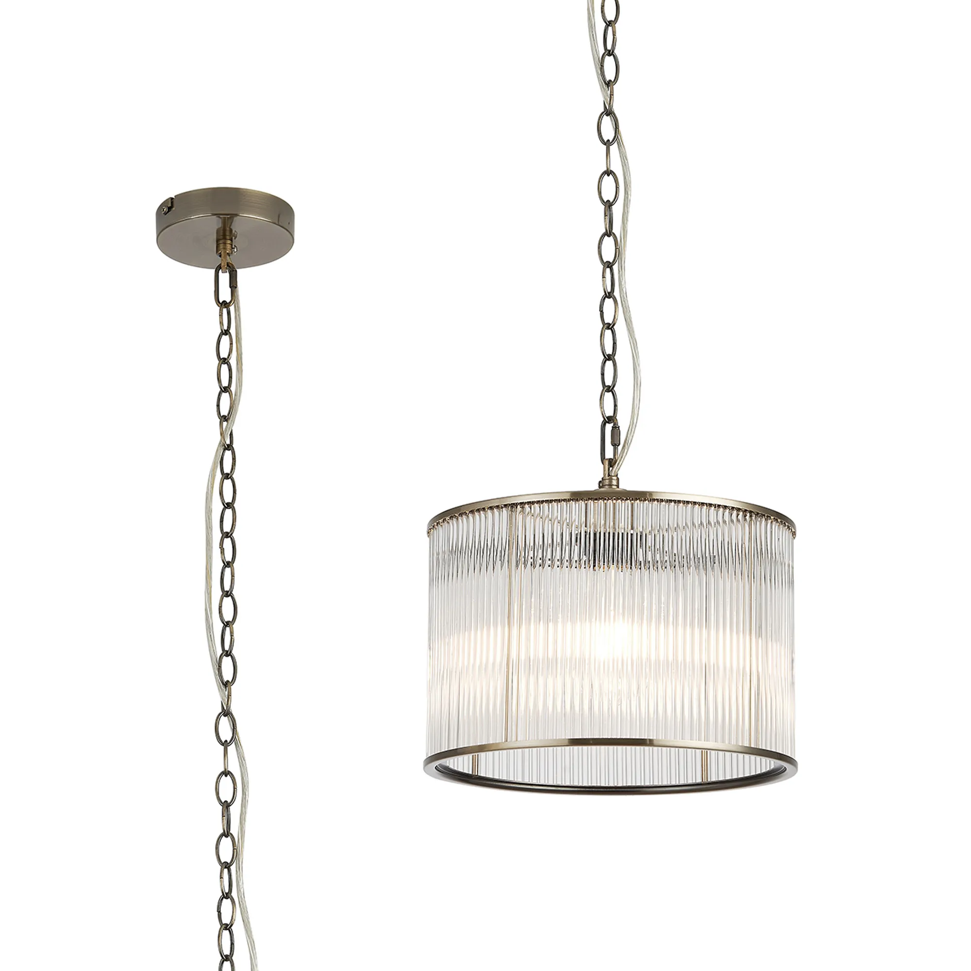 Eden Chain Single Pendant With Glass Rod Shade, 1 x E27- Various Finishes - Image 15
