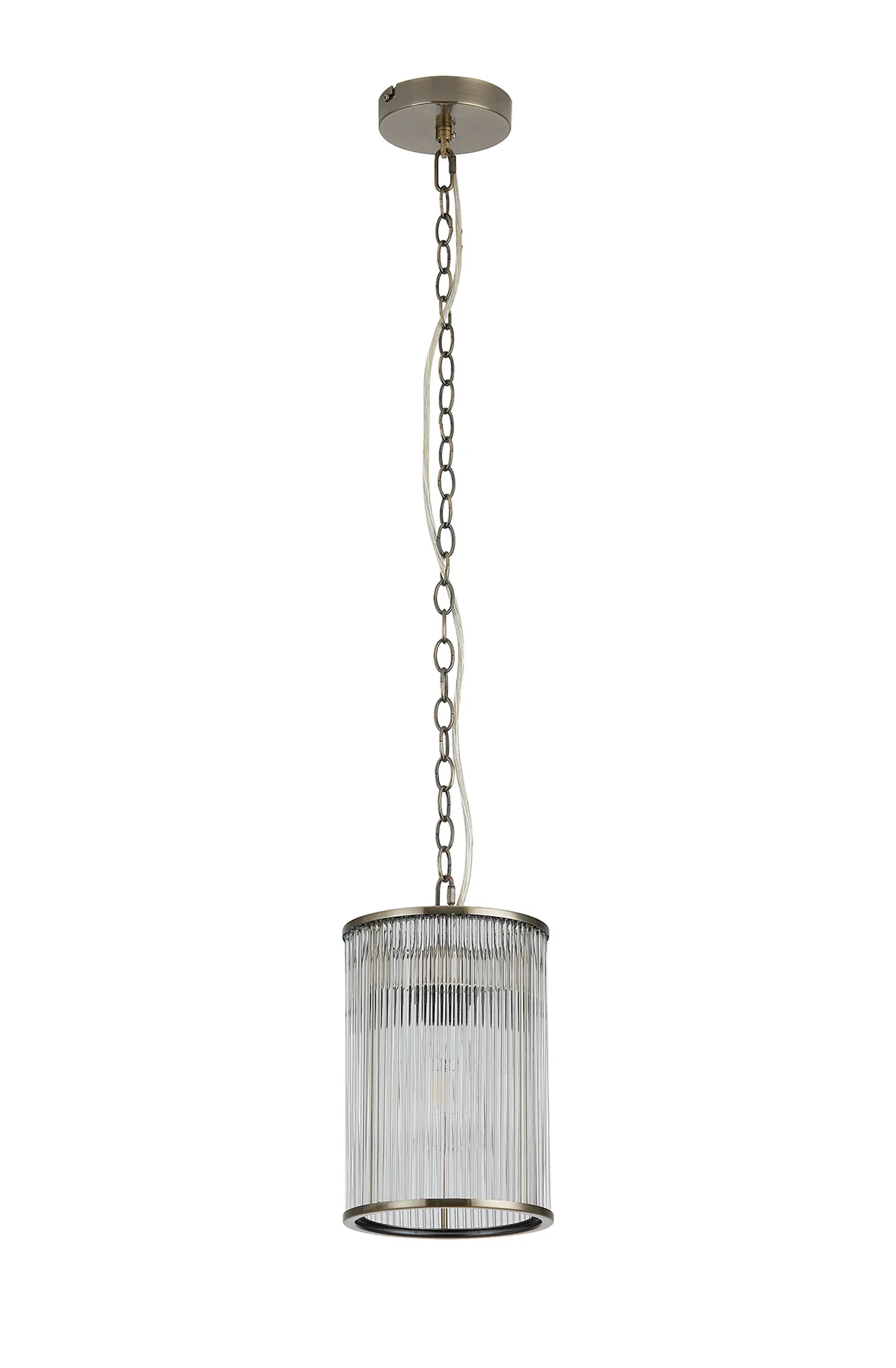 Eden Chain Single Pendant With Glass Rod Shade, 1 x E27- Various Finishes - Image 16