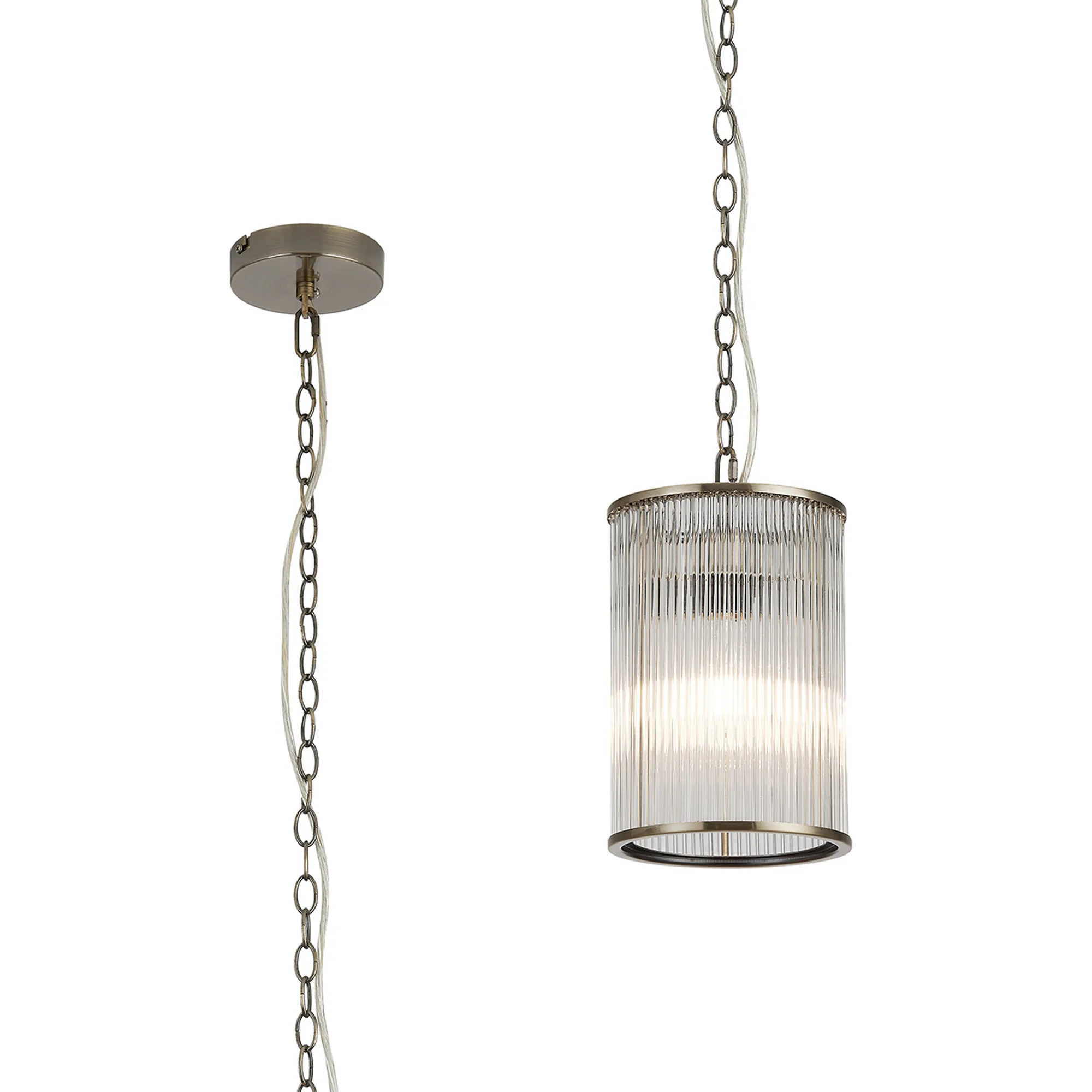 Eden Chain Single Pendant With Glass Rod Shade, 1 x E27- Various Finishes - Image 18