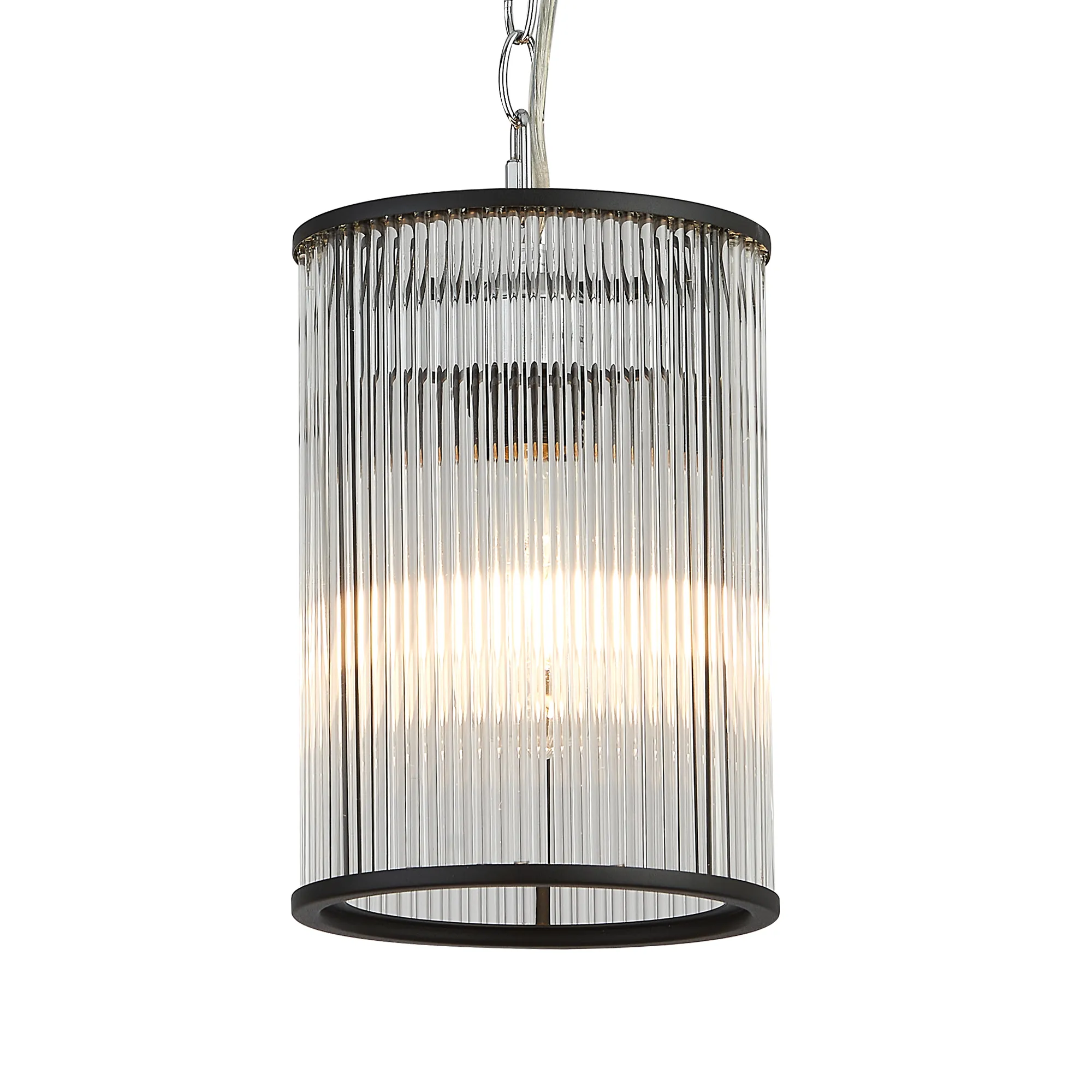 Eden Chain Single Pendant With Glass Rod Shade, 1 x E27- Various Finishes - Image 21
