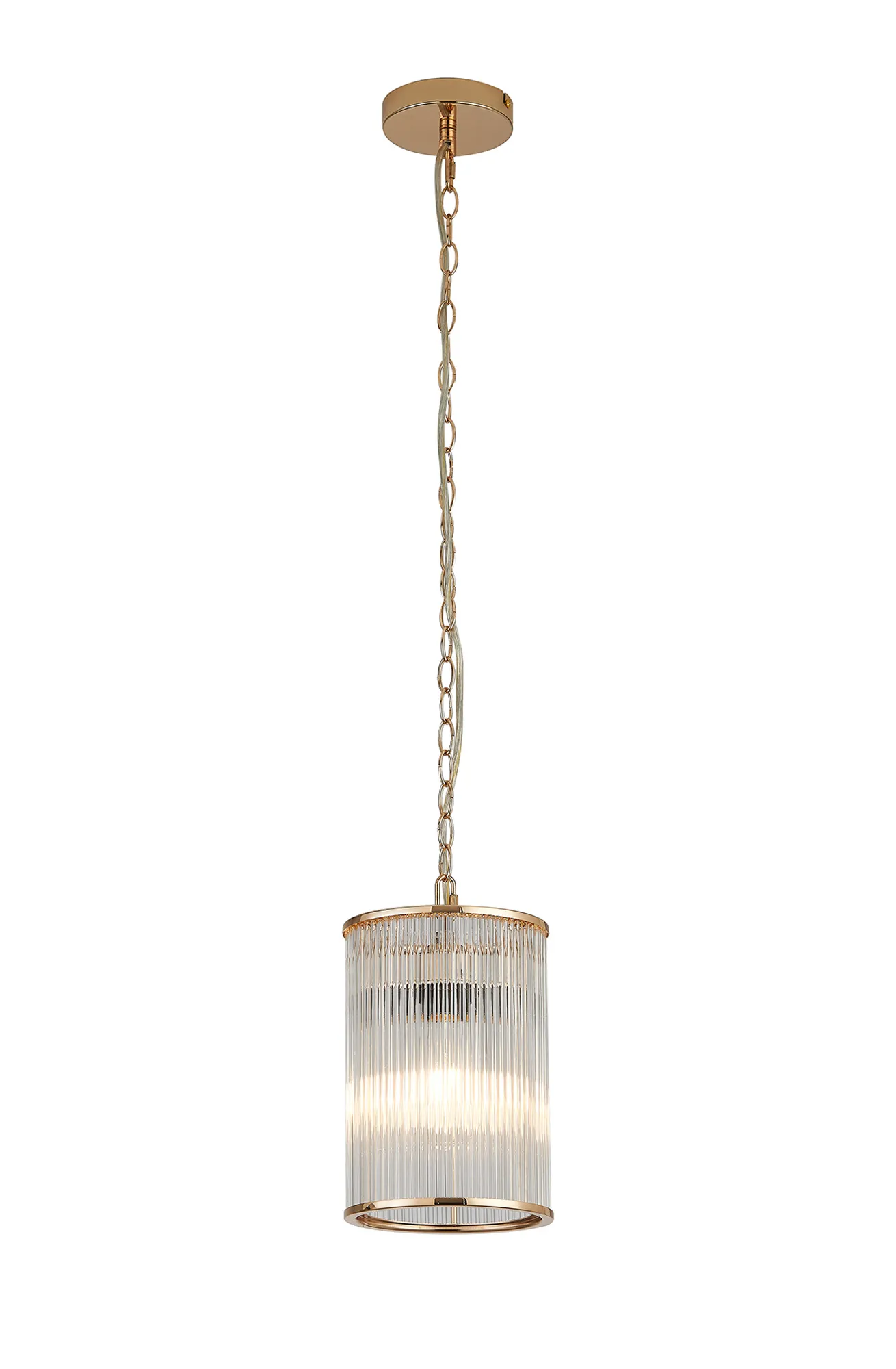 Eden Chain Single Pendant With Glass Rod Shade, 1 x E27- Various Finishes - Image 24
