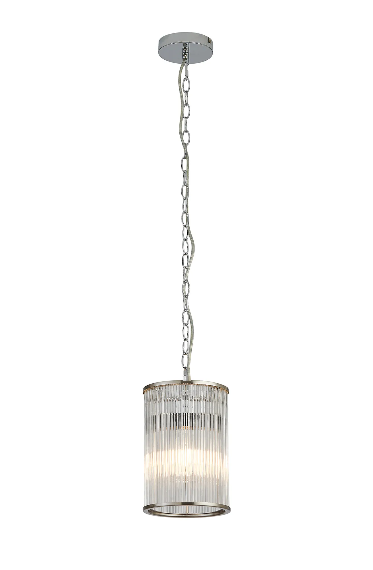 Eden Chain Single Pendant With Glass Rod Shade, 1 x E27- Various Finishes - Image 25