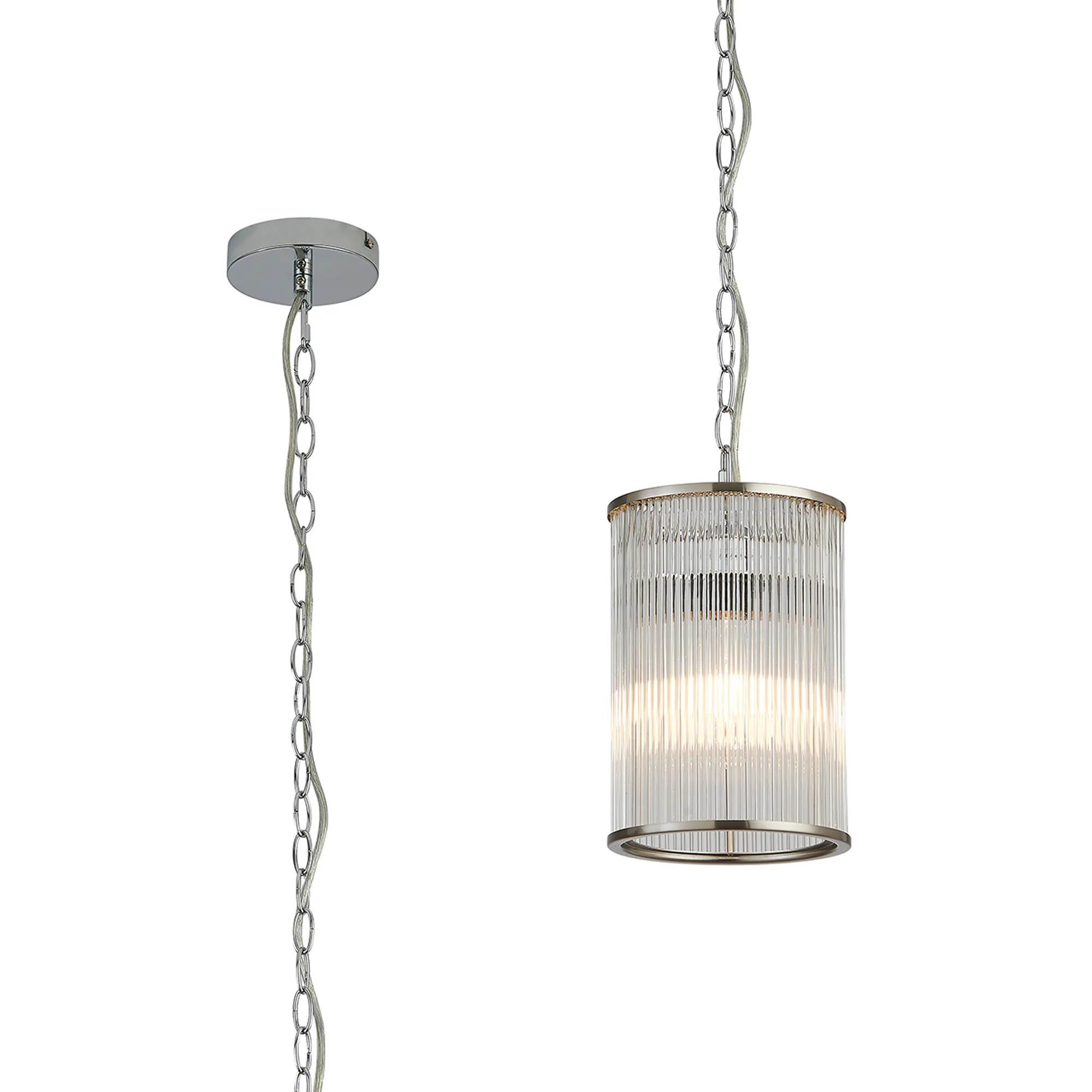 Eden Chain Single Pendant With Glass Rod Shade, 1 x E27- Various Finishes - Image 26