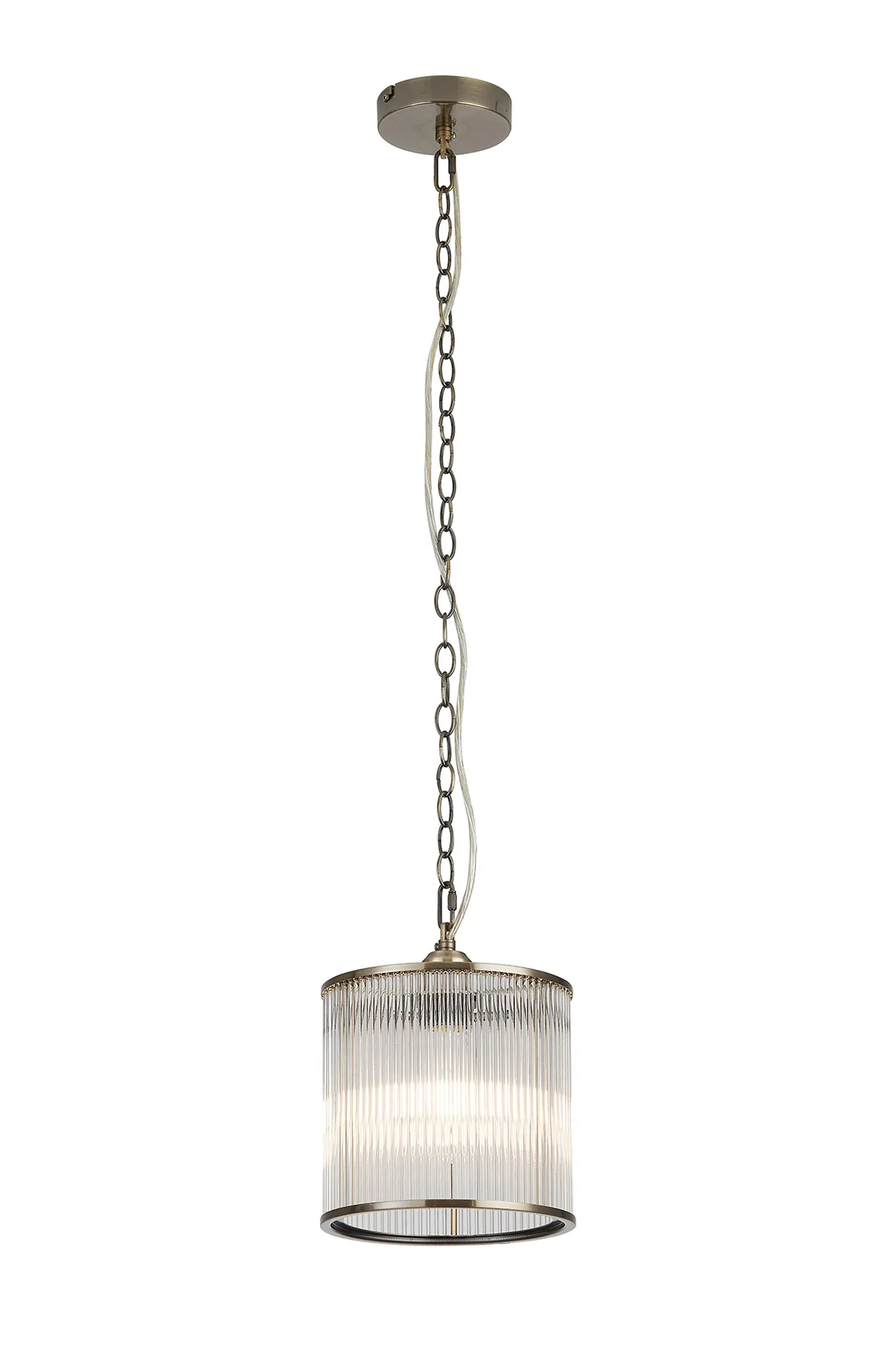 Eden Chain Single Pendant With Glass Rod Shade, 1 x E27- Various Finishes - Image 27
