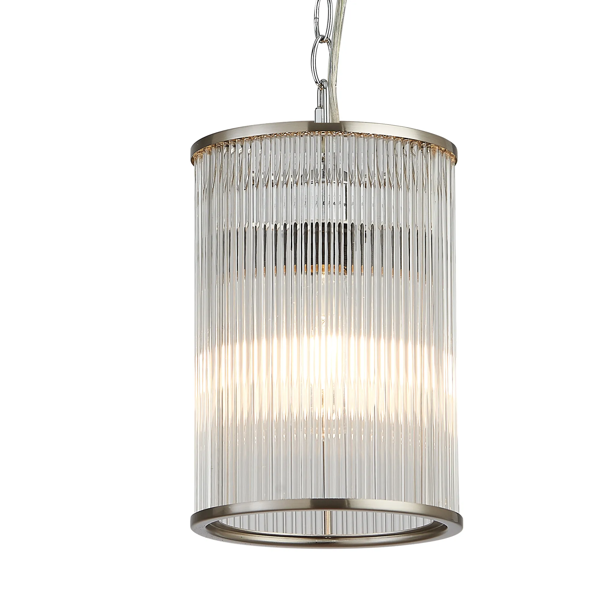Eden Chain Single Pendant With Glass Rod Shade, 1 x E27- Various Finishes - Image 28