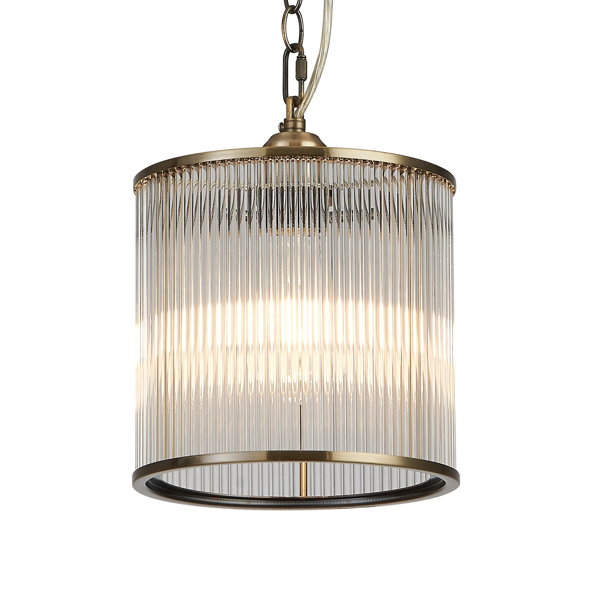 Eden Chain Single Pendant With Glass Rod Shade, 1 x E27- Various Finishes - Image 30