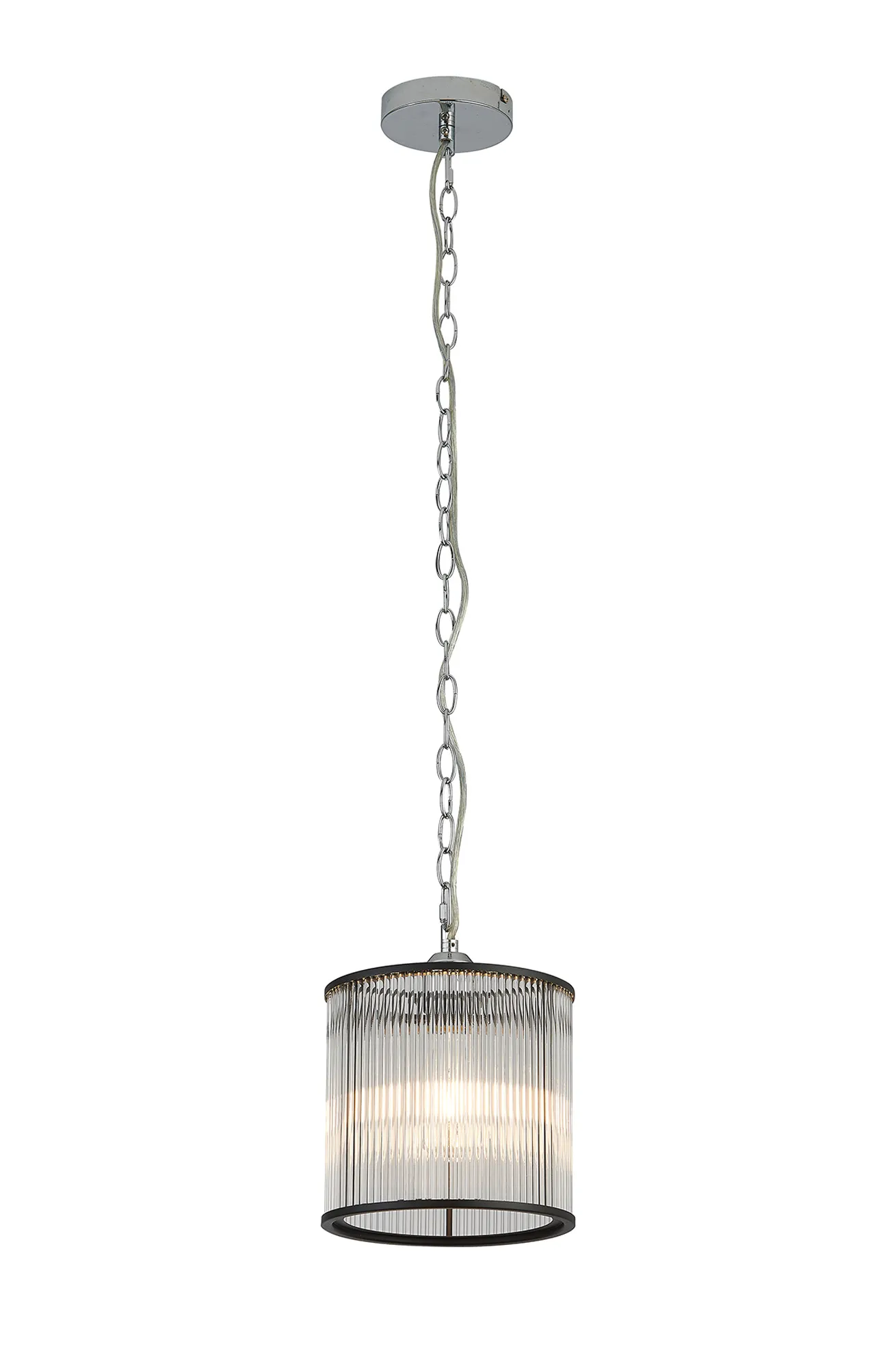 Eden Chain Single Pendant With Glass Rod Shade, 1 x E27- Various Finishes - Image 31