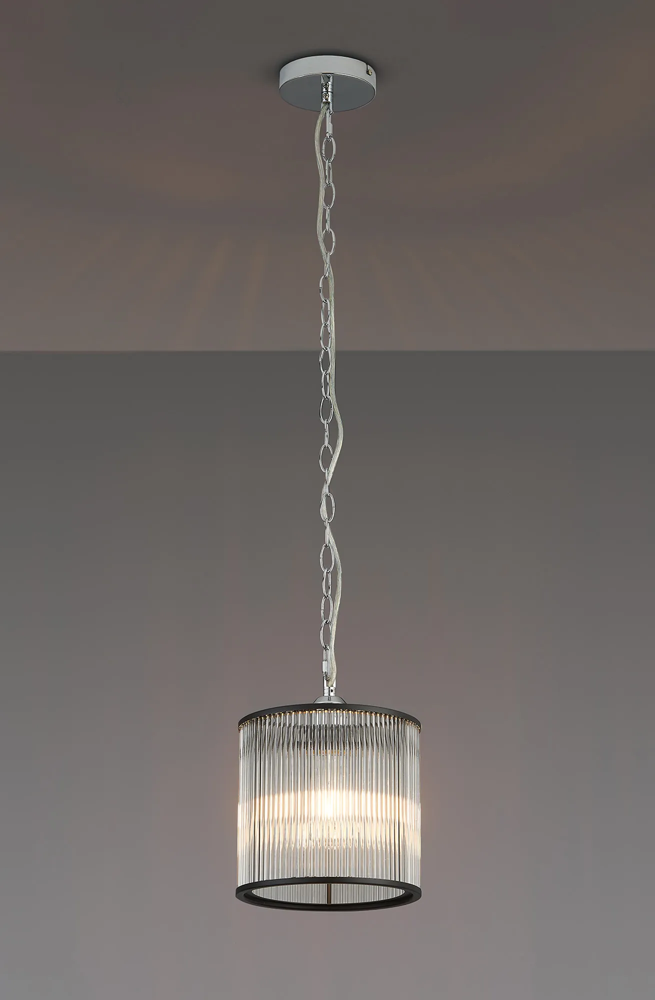 Eden Chain Single Pendant With Glass Rod Shade, 1 x E27- Various Finishes - Image 32
