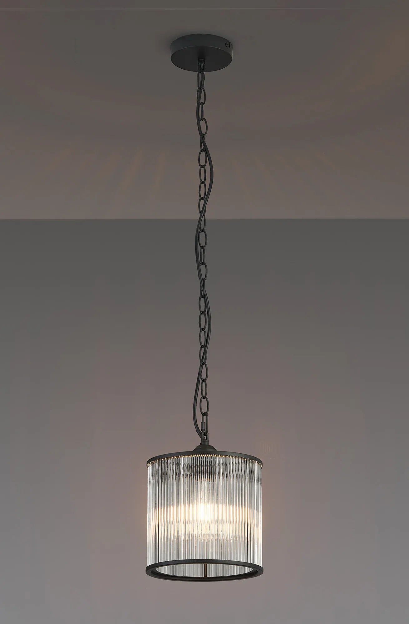 Eden Chain Single Pendant With Glass Rod Shade, 1 x E27- Various Finishes - Image 35