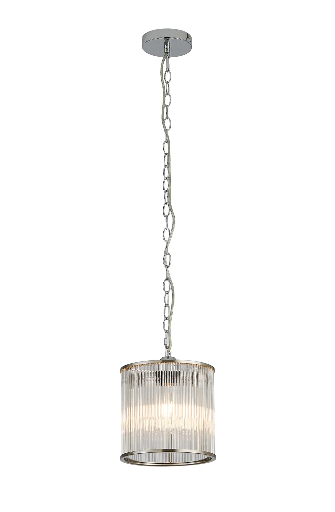 Eden Chain Single Pendant With Glass Rod Shade, 1 x E27- Various Finishes - Image 38