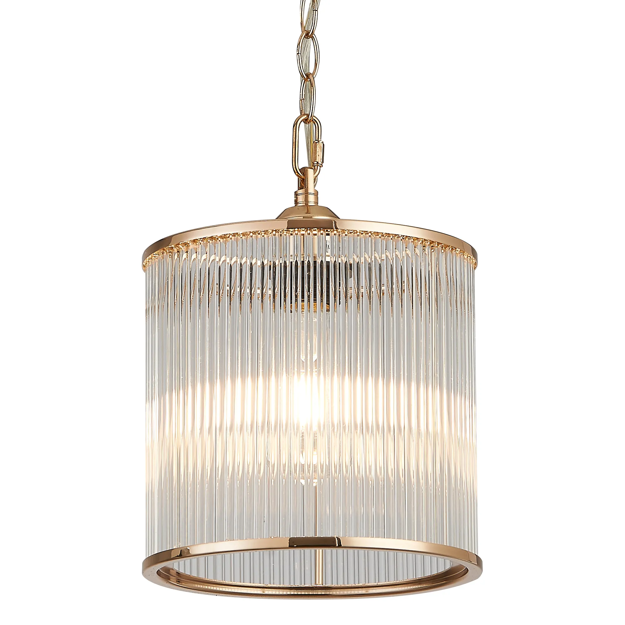 Eden Chain Single Pendant With Glass Rod Shade, 1 x E27- Various Finishes - Image 39