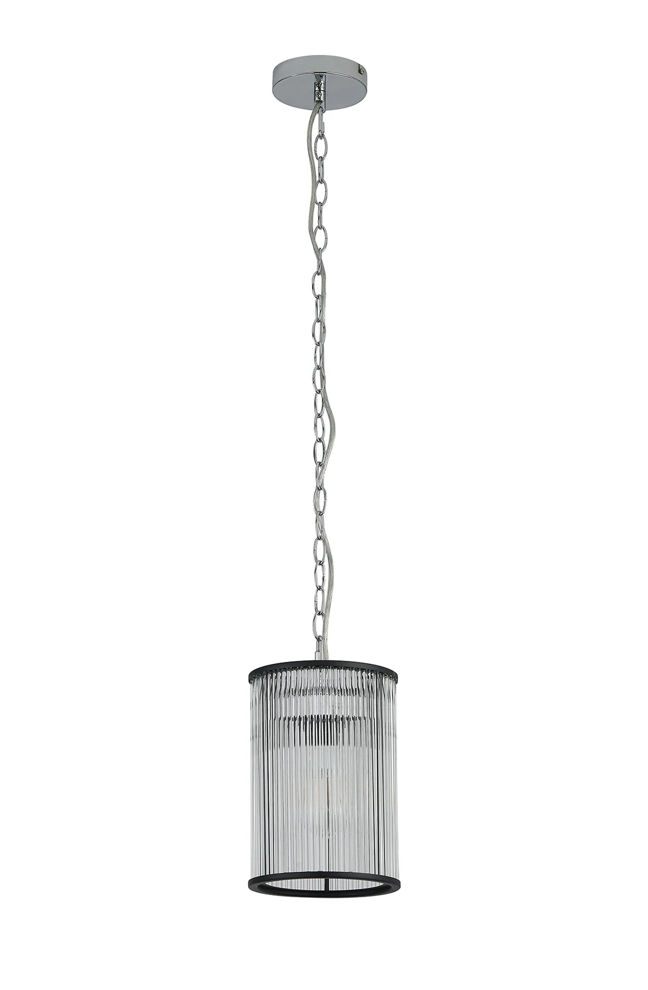Eden Chain Single Pendant With Glass Rod Shade, 1 x E27- Various Finishes - Image 4