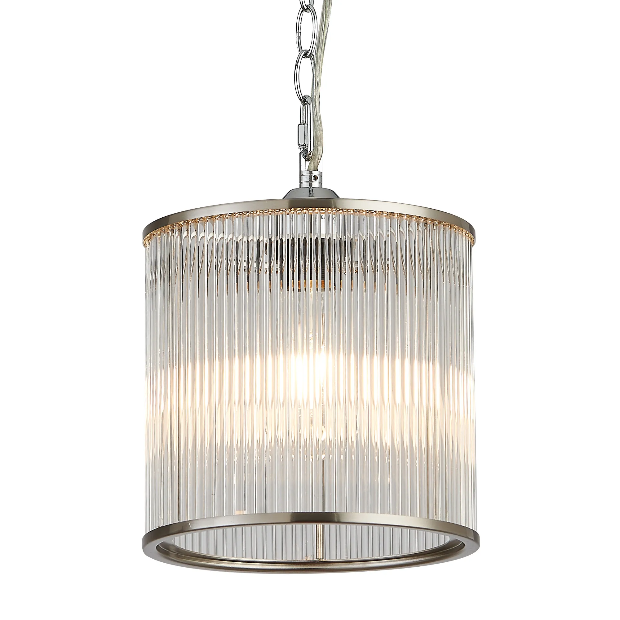 Eden Chain Single Pendant With Glass Rod Shade, 1 x E27- Various Finishes - Image 40