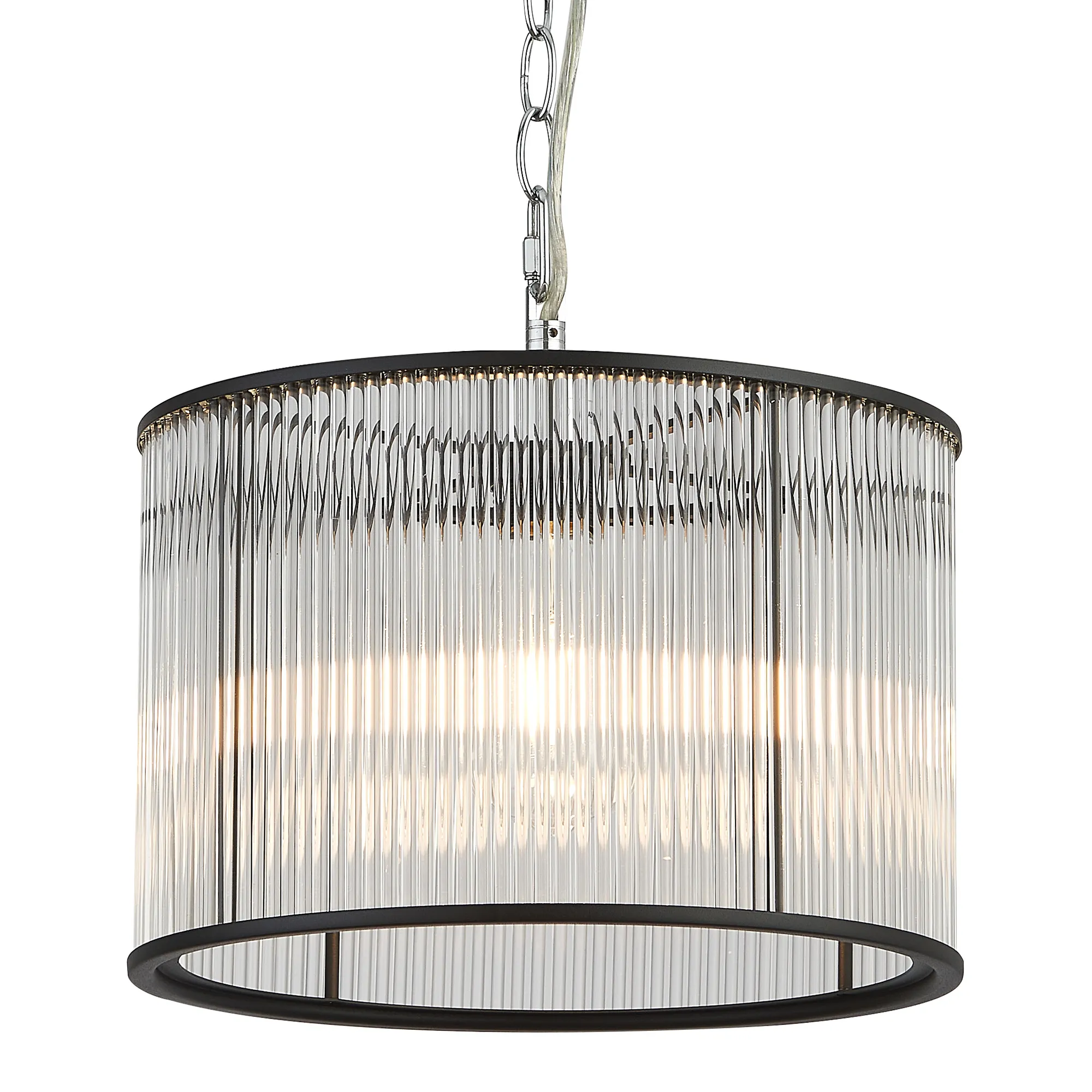 Eden Chain Single Pendant With Glass Rod Shade, 1 x E27- Various Finishes - Image 44