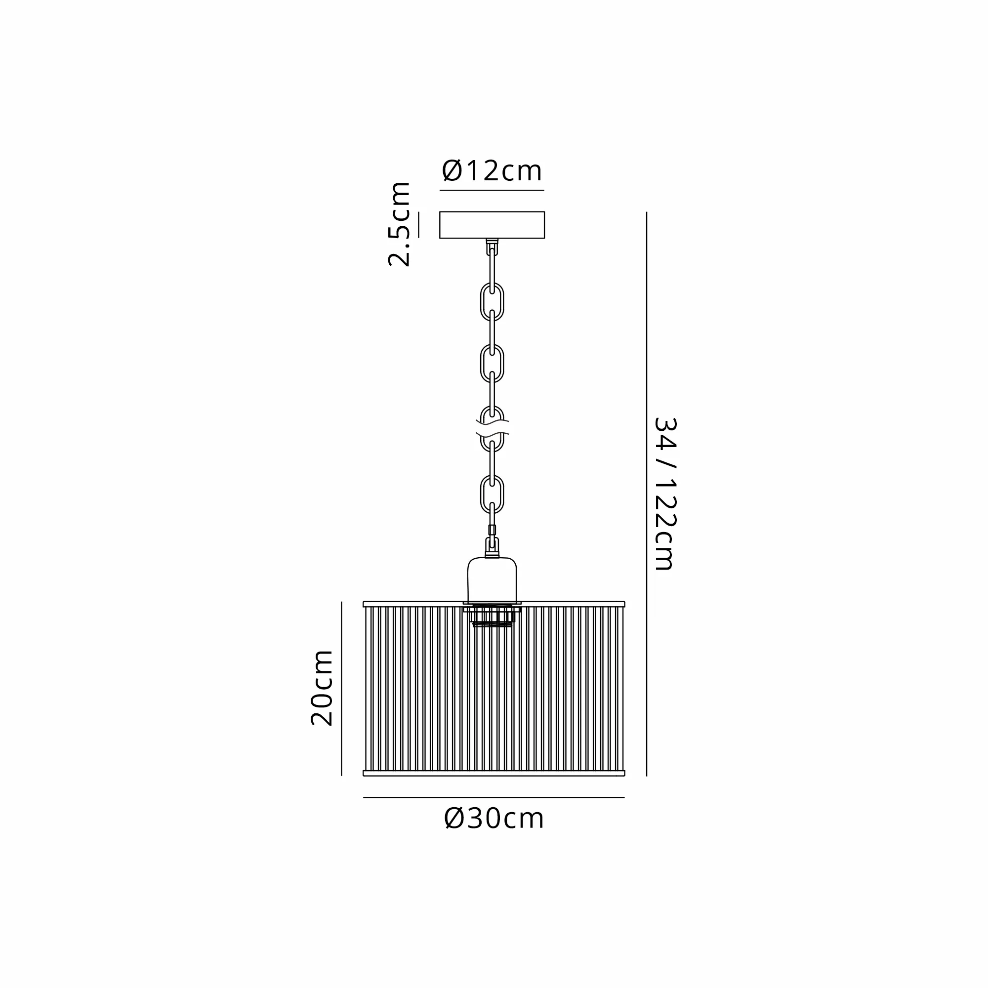 Eden Chain Single Pendant With Glass Rod Shade, 1 x E27- Various Finishes - Image 56