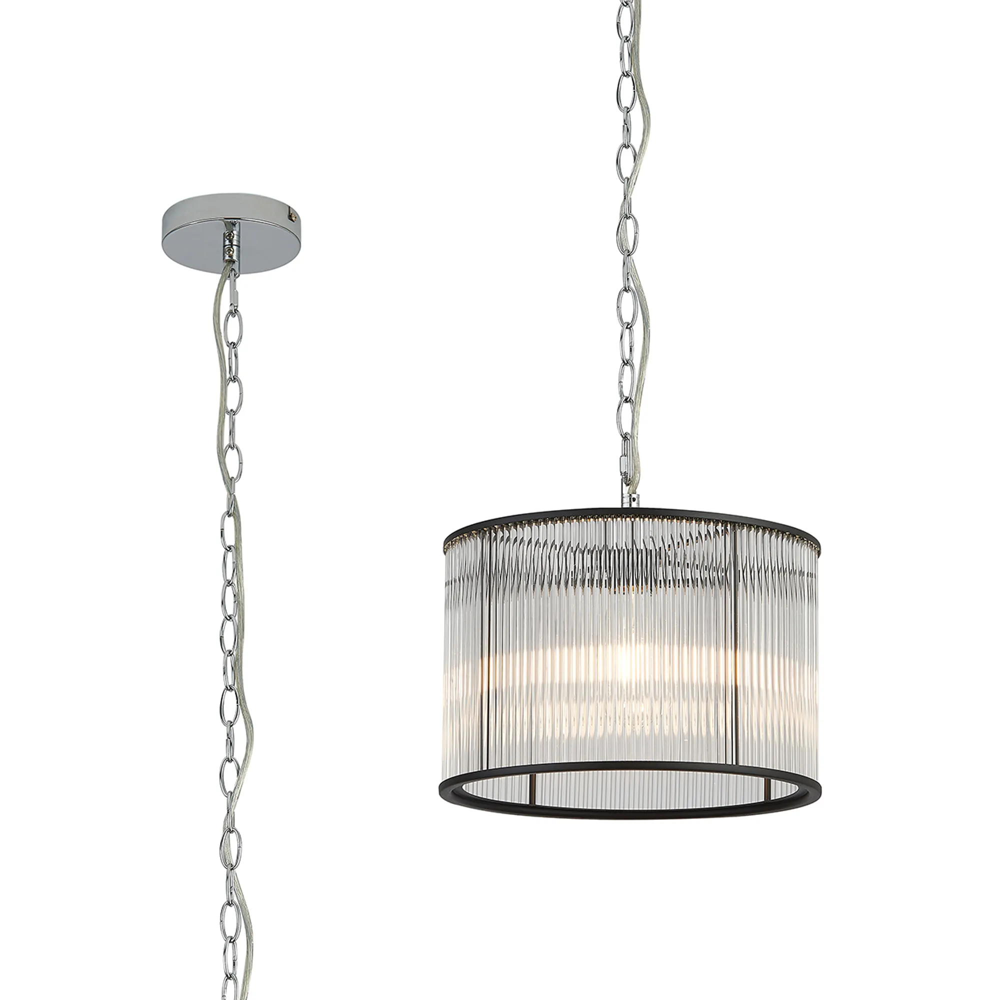 Eden Chain Single Pendant With Glass Rod Shade, 1 x E27- Various Finishes - Image 6