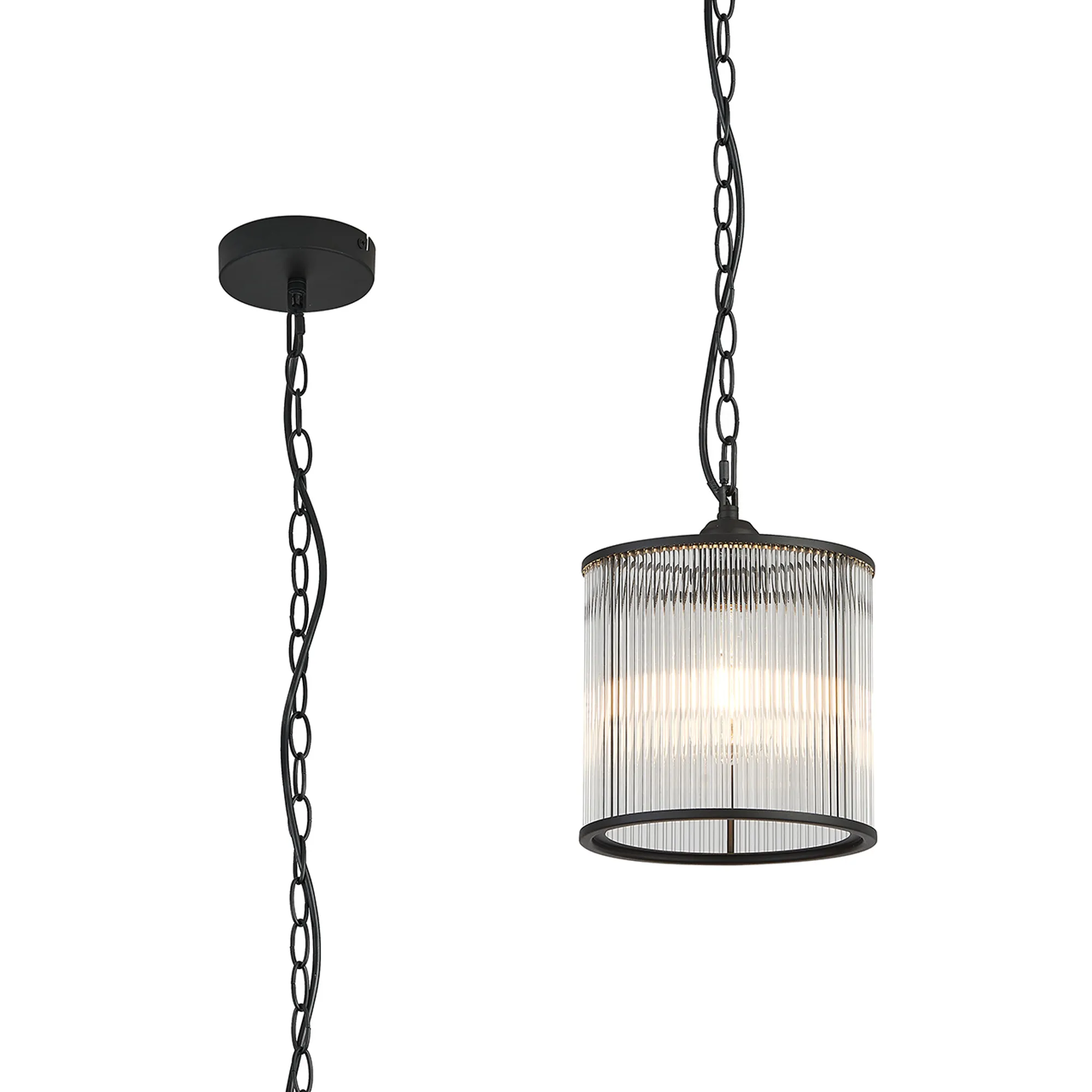 Eden Chain Single Pendant With Glass Rod Shade, 1 x E27- Various Finishes - Image 8