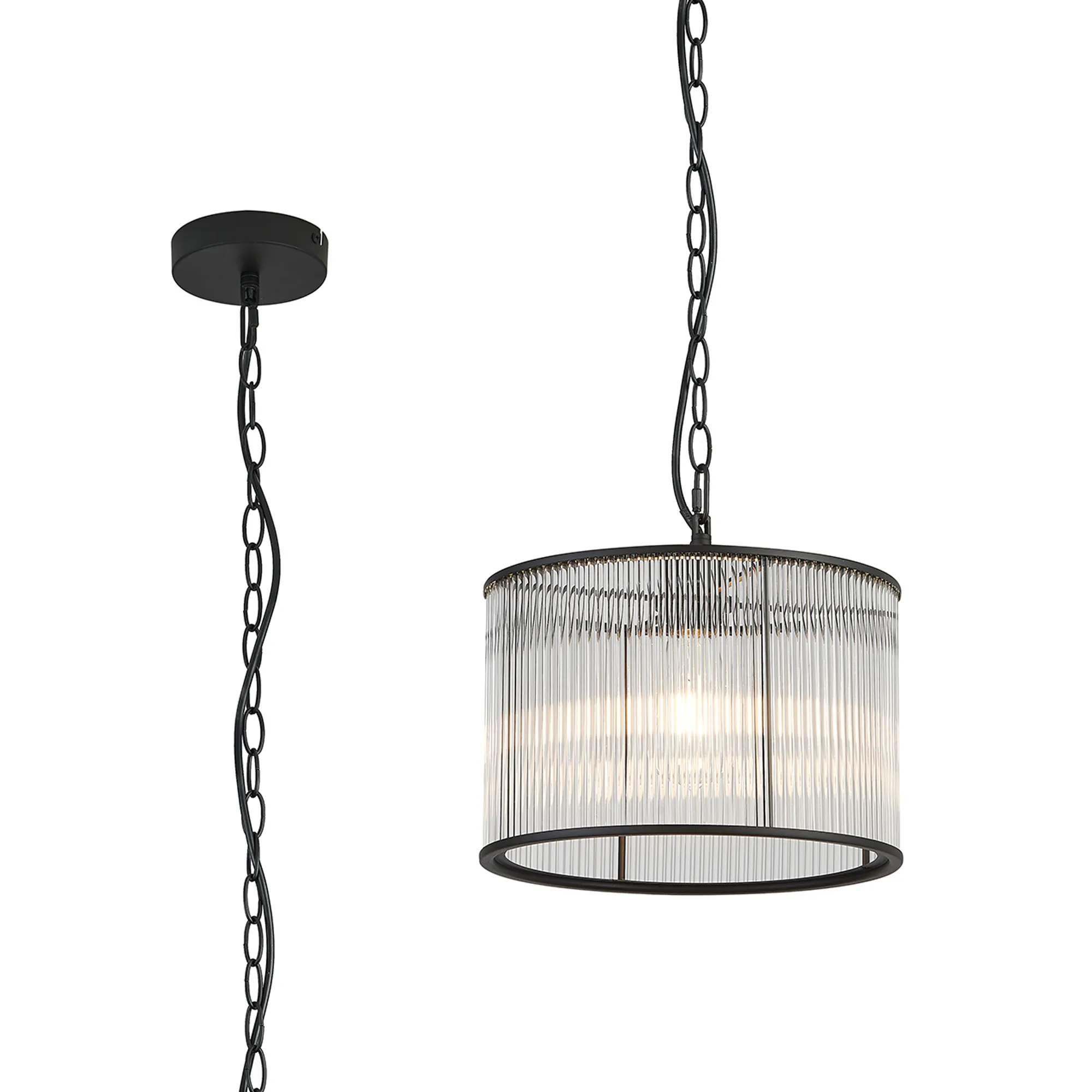 Eden Chain Single Pendant With Glass Rod Shade, 1 x E27- Various Finishes - Image 9