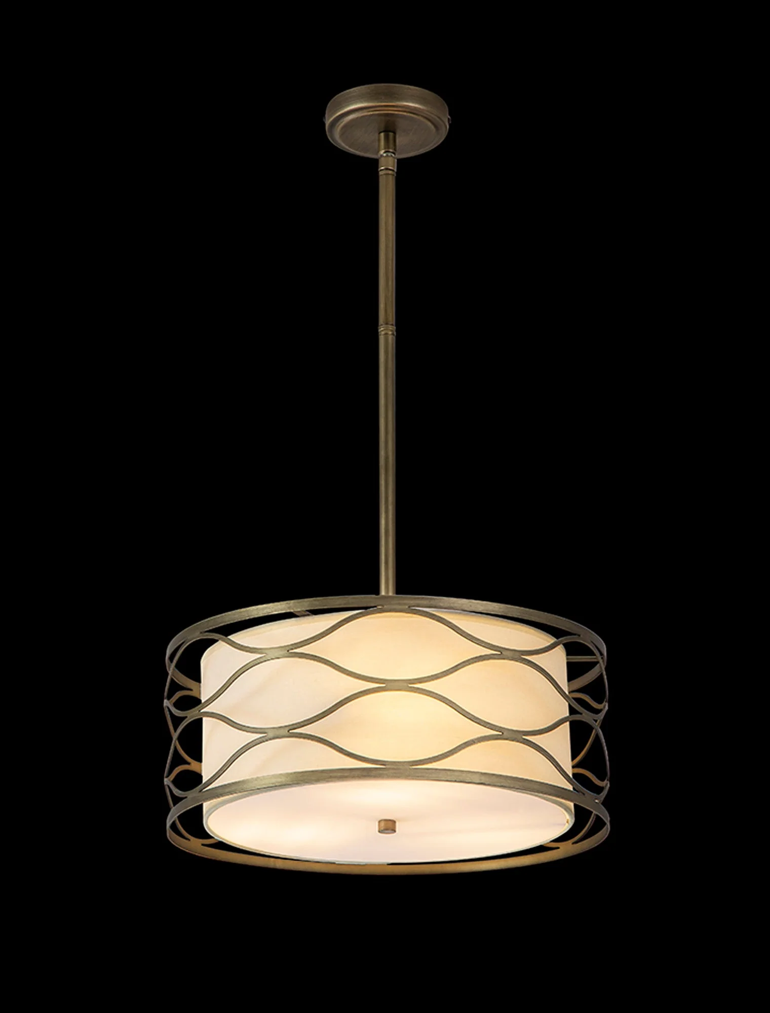 Edgerton Centre Ceiling Light 3/5Lt - Aged Gold & Cream Fabric Shade - Image 10